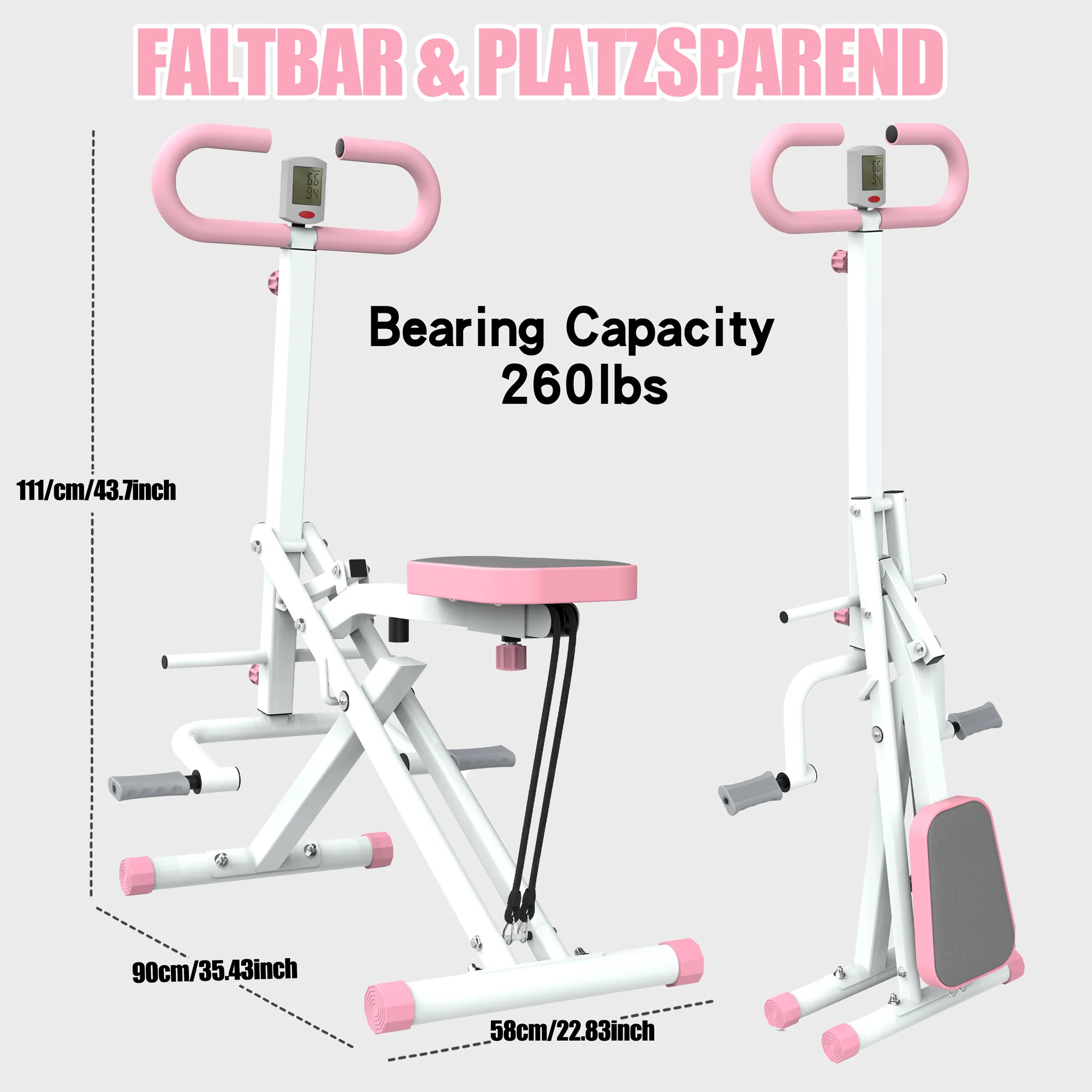 Squat Machine Foldable Glute Trainer Resistance Bands Home Use - Image 3