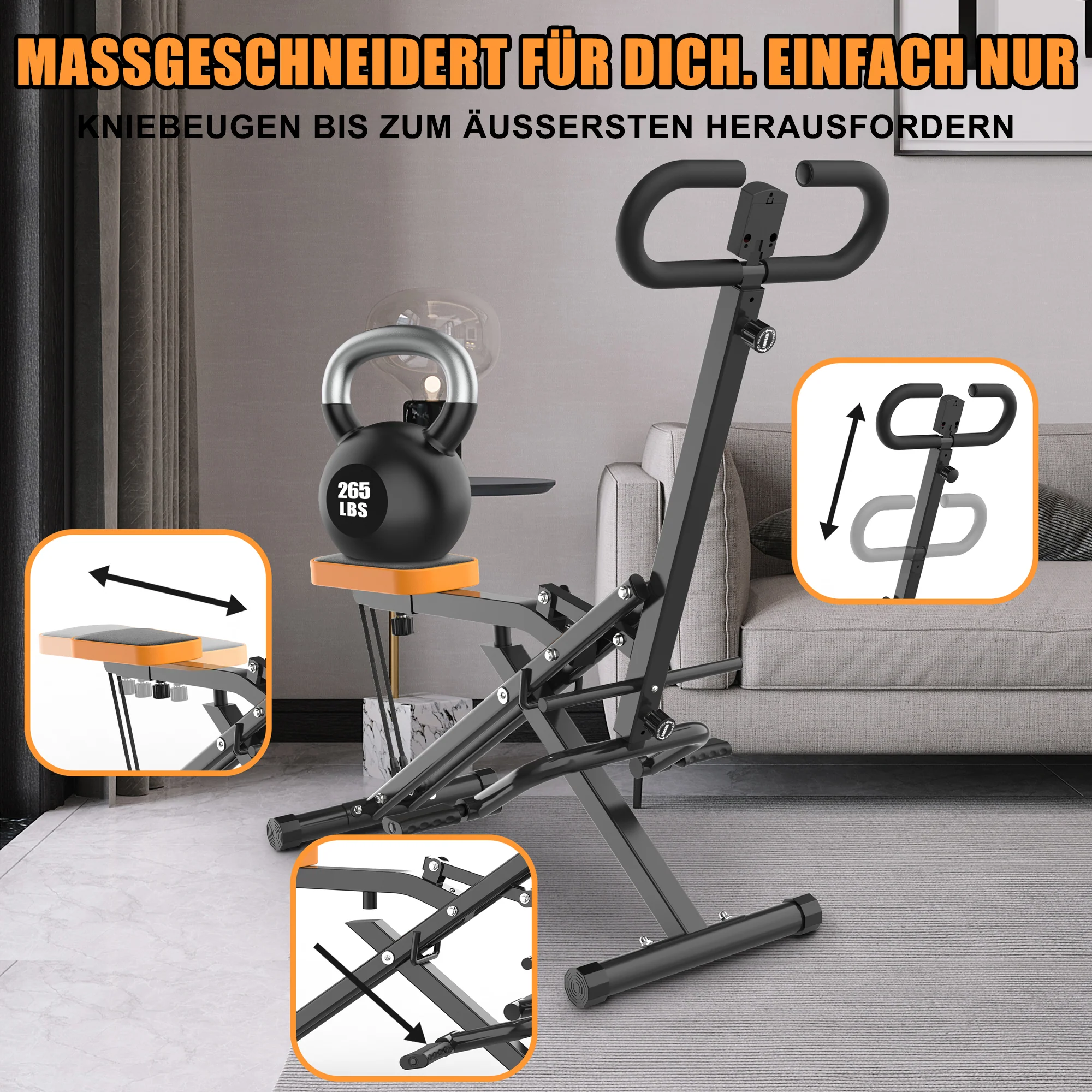 Squat Machine Foldable Glute Trainer with Resistance Bands for Home Use - Image 6
