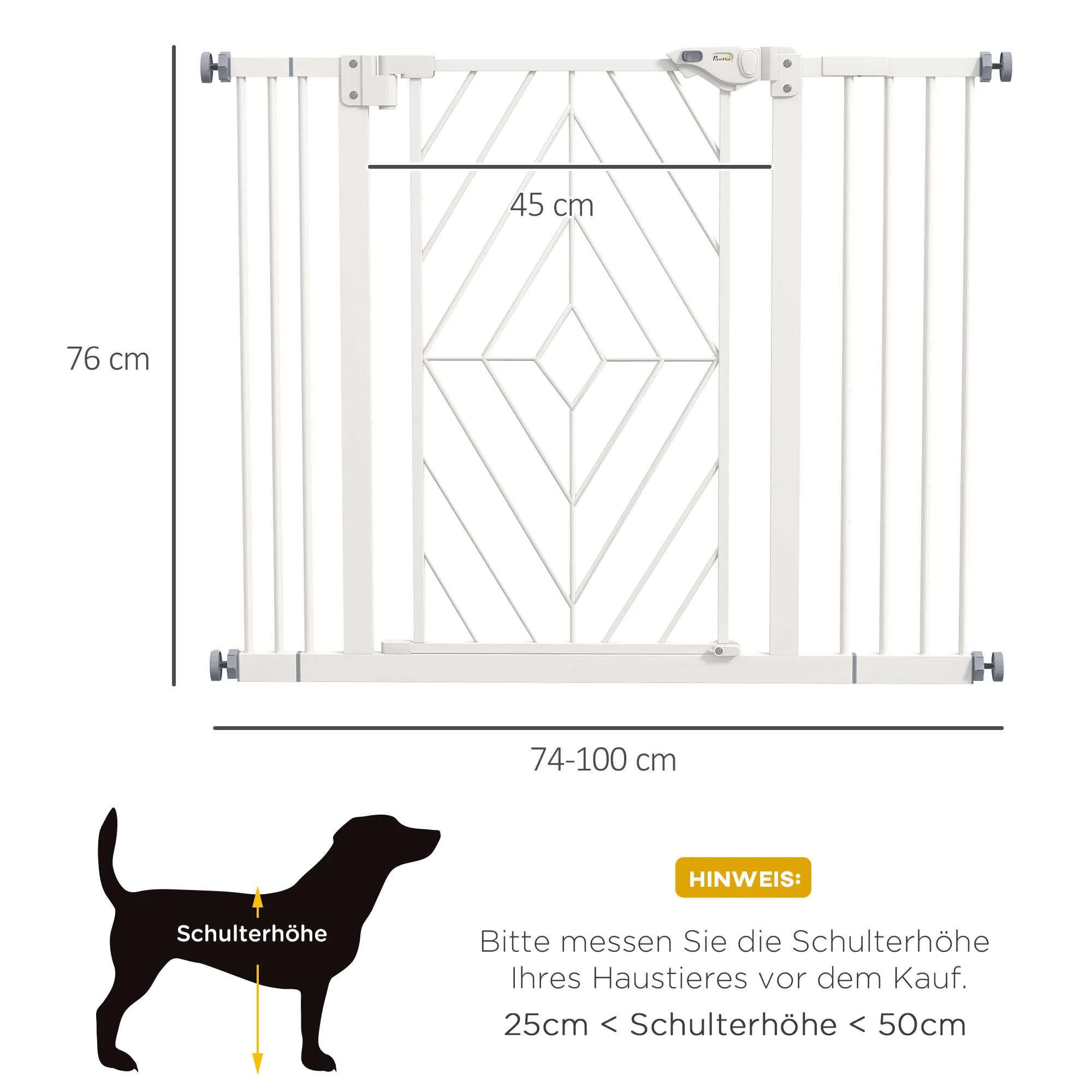 Stair Gate, Automatic Drill-Free Door Barrier, White - Image 3