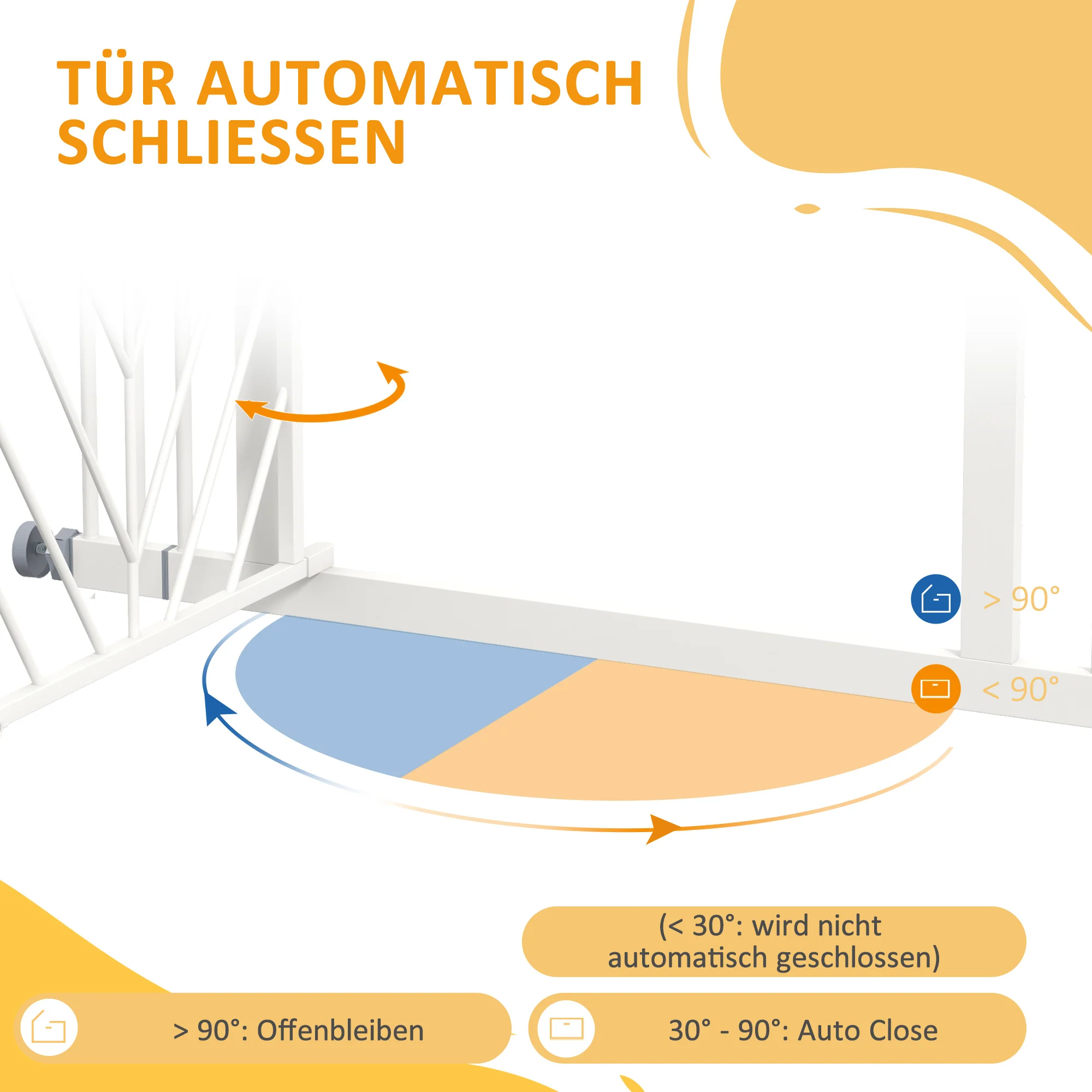 Stair Gate, Automatic Drill-Free Door Barrier, White - Image 6