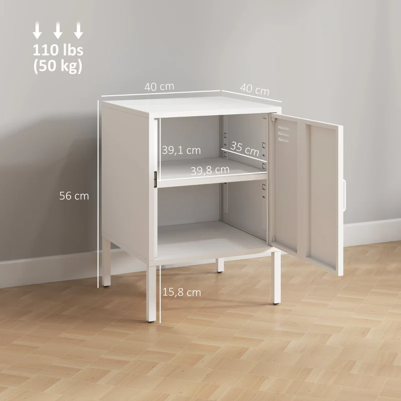 Steel Bedside Table Adjustable Shelf - White - Image 3