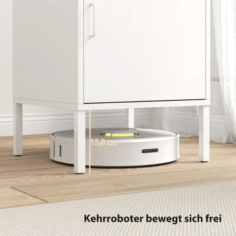 Steel Bedside Table Adjustable Shelf - White - Image 7