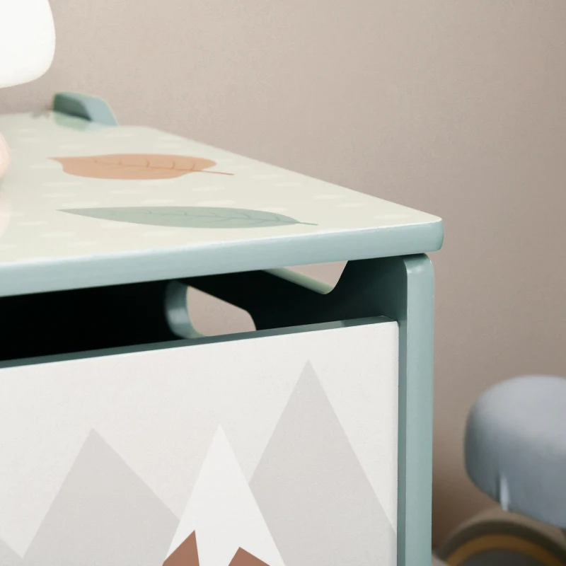 Storage Box Toy Chest, Hinged Lid Cute Design, Green - Image 7