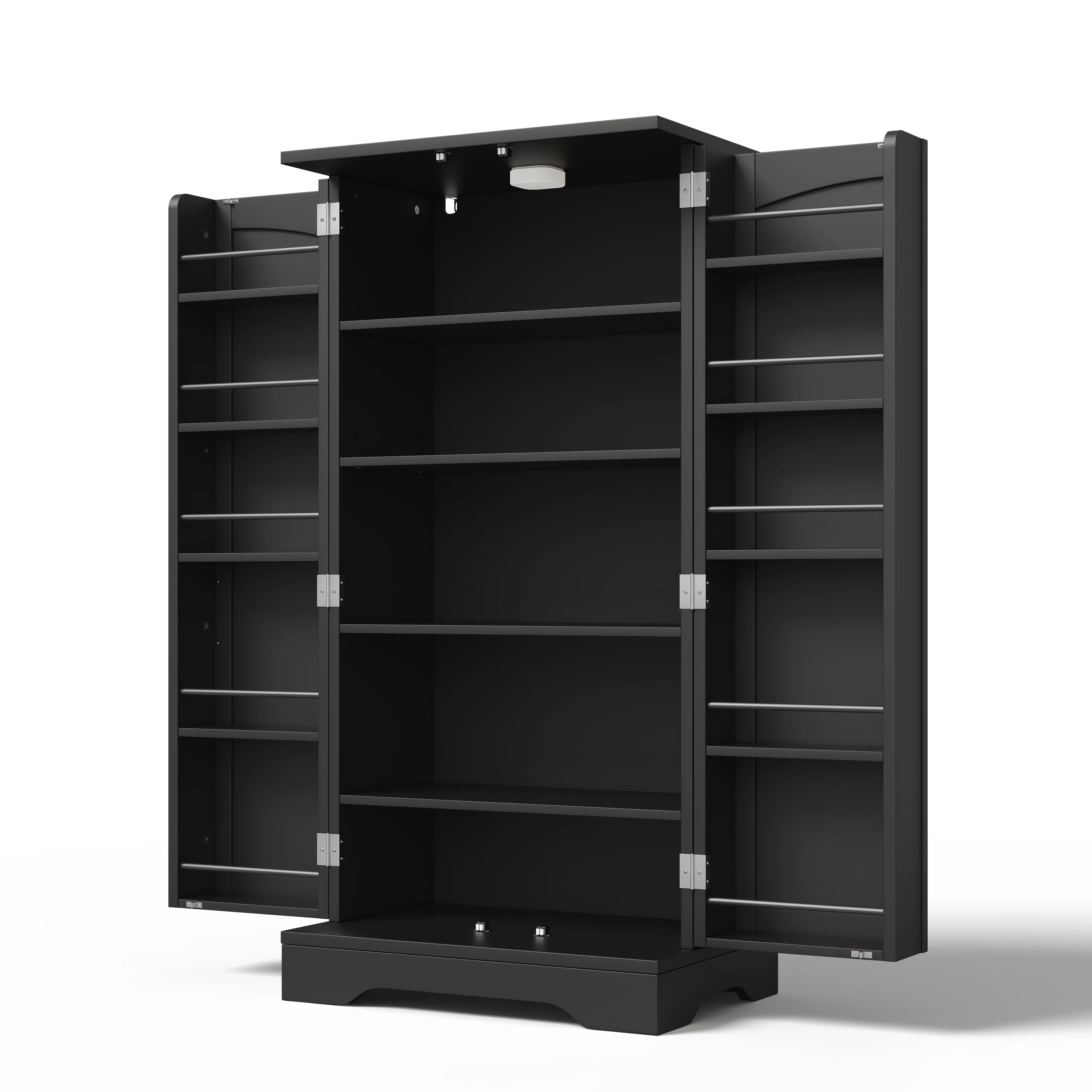 Storage Cabinet 2-Door LED Sensor Light Adjustable Shelves - Black - Image 8