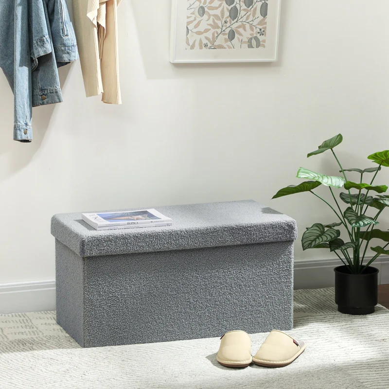 Storage Ottoman Bench Upholstered with Storage & Lid - Dark Grey - Image 2