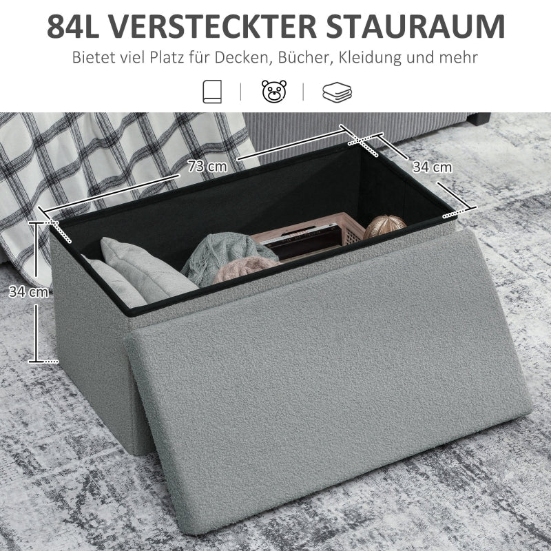Storage Ottoman Bench Upholstered with Storage & Lid - Dark Grey - Image 4