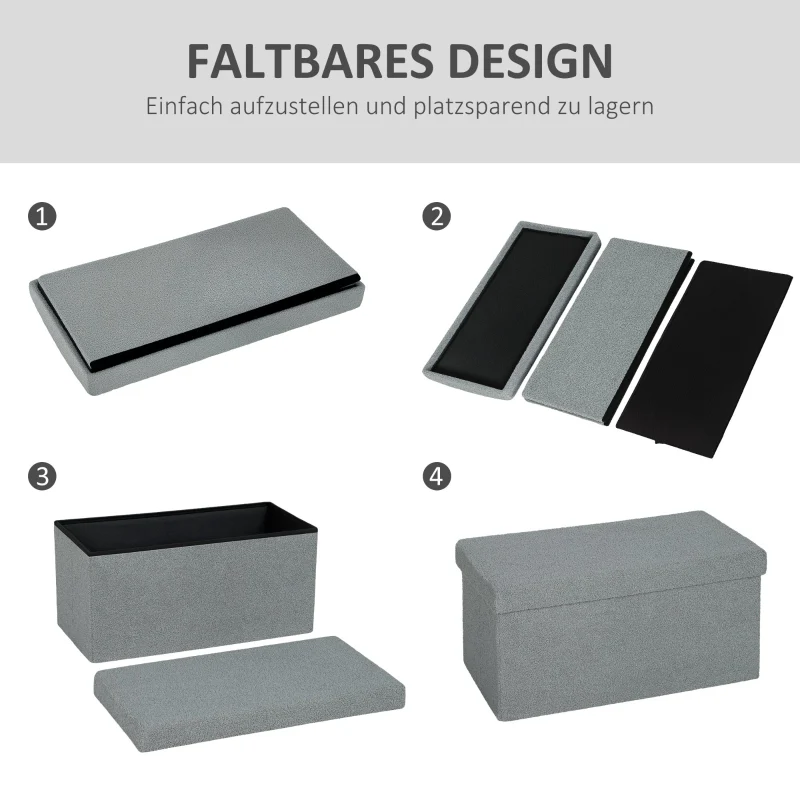 Storage Ottoman Bench Upholstered with Storage & Lid - Dark Grey - Image 5