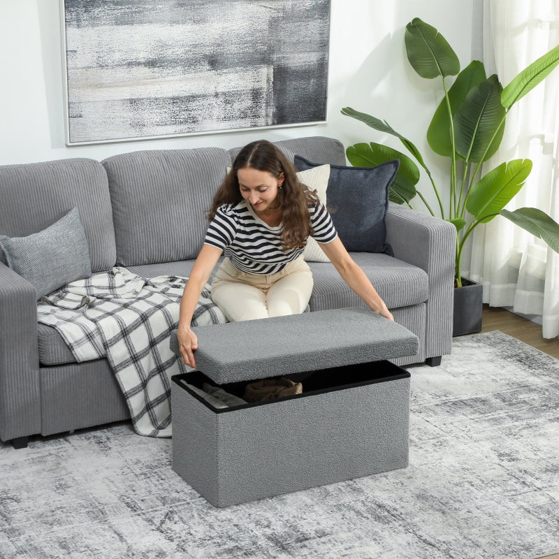Storage Ottoman Bench Upholstered with Storage & Lid - Dark Grey - Image 7