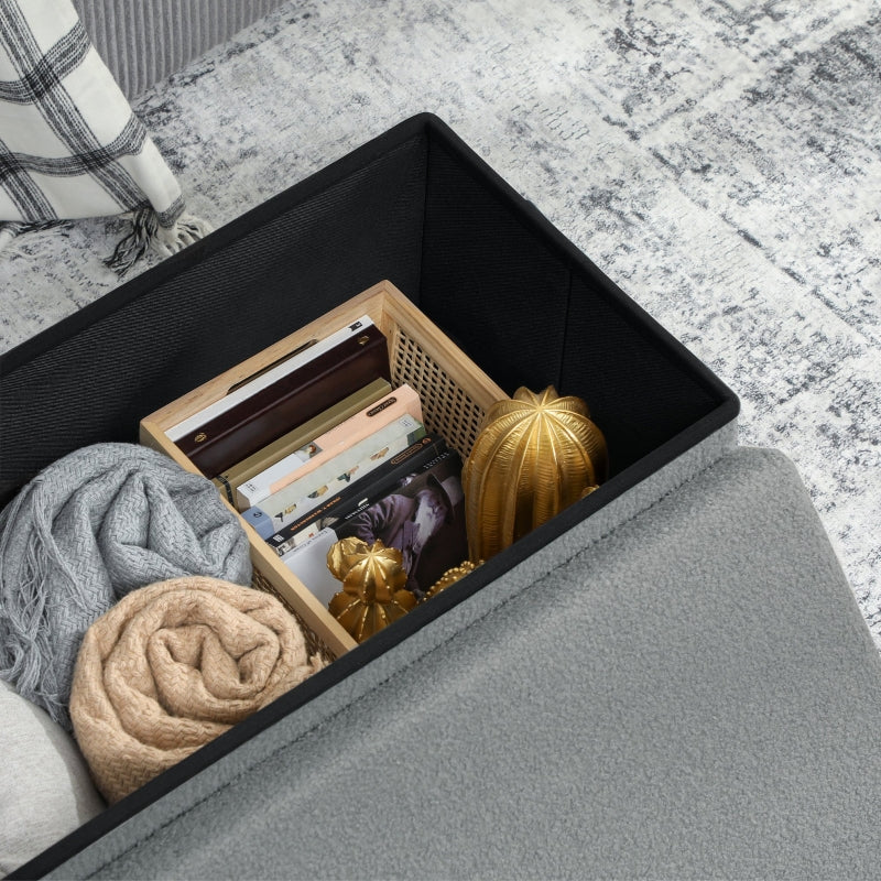 Storage Ottoman Bench Upholstered with Storage & Lid - Dark Grey - Image 8