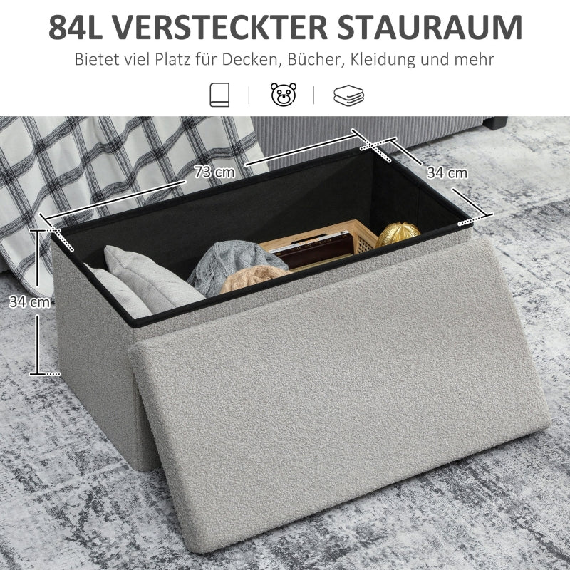 Storage Ottoman Upholstered Bench with Storage and Lid - Light Grey - Image 4
