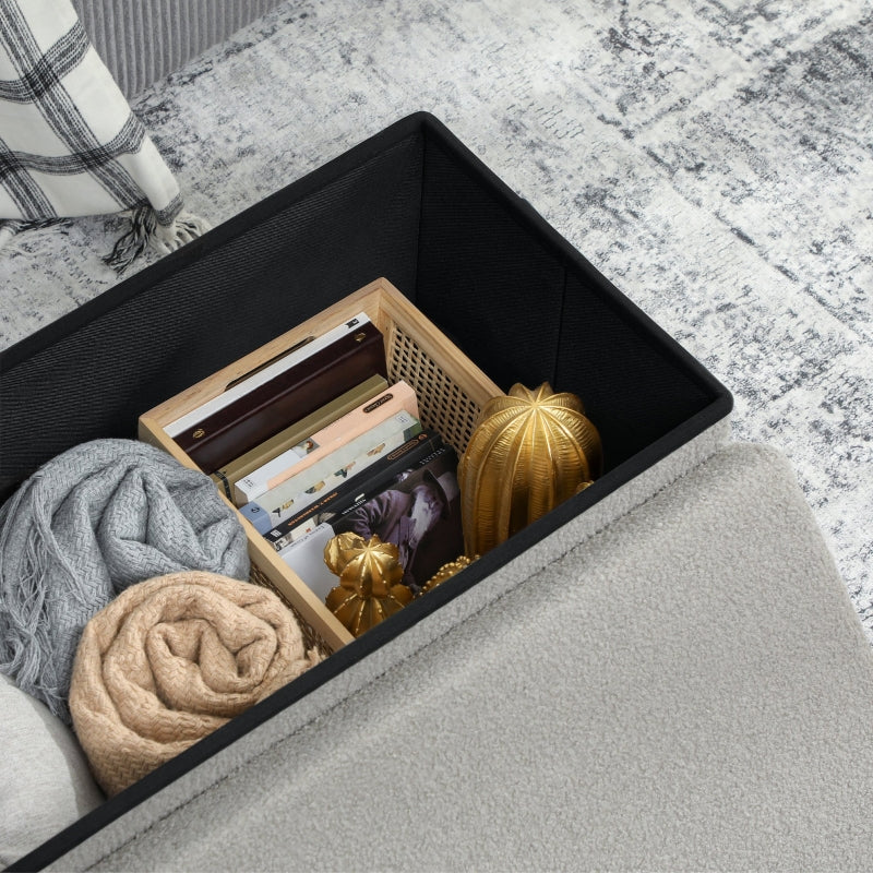 Storage Ottoman Upholstered Bench with Storage and Lid - Light Grey - Image 7