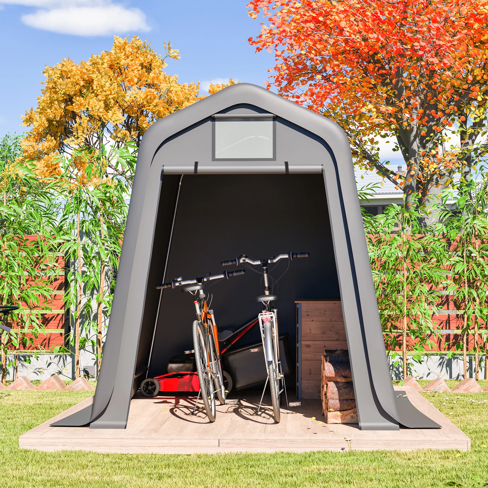 Storage Shed 245x183x217cm Waterproof PE Roll Blinds - Grey - Image 10