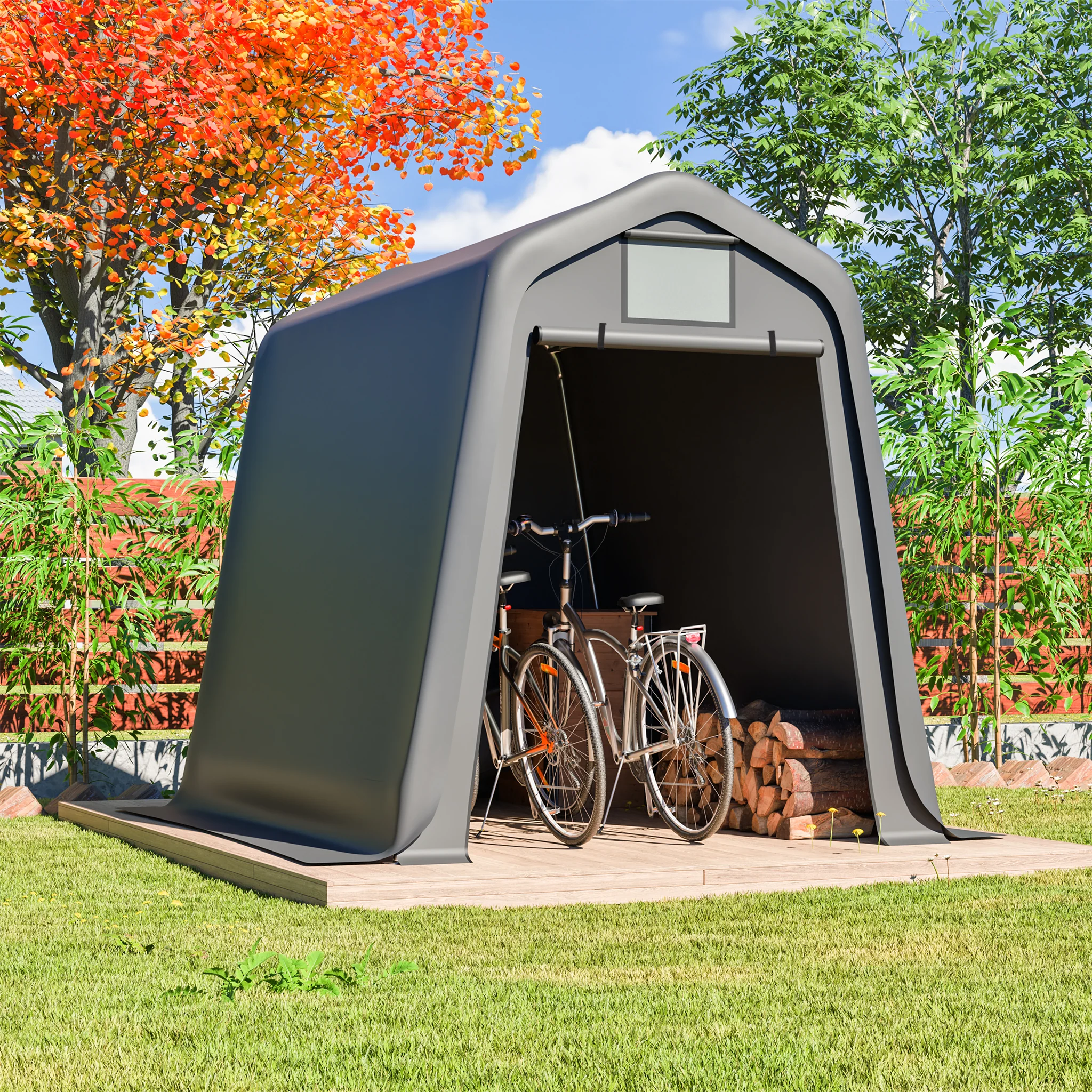 Storage Shed 245x183x217cm Waterproof PE Roll Blinds - Grey - Image 8