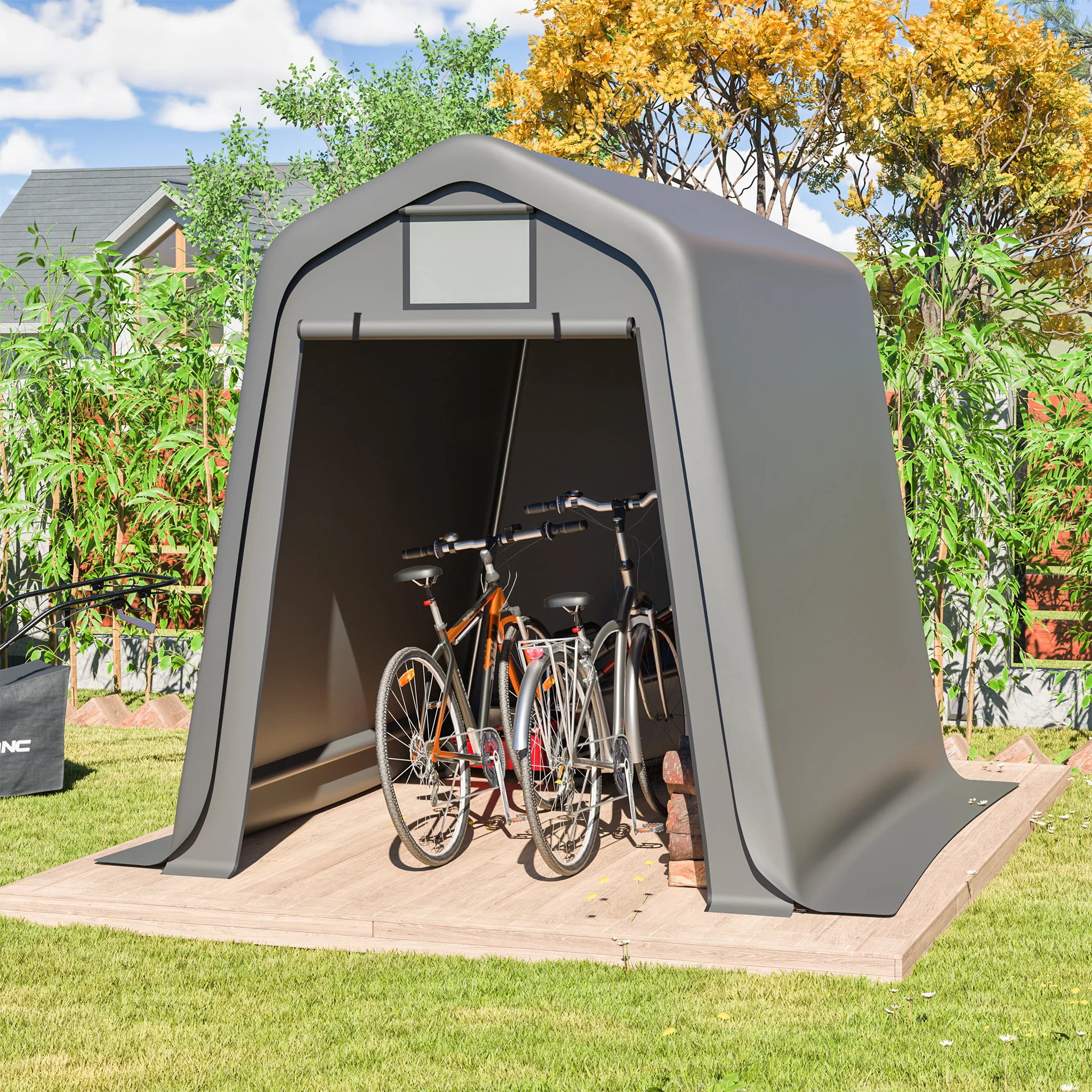 Storage Shed 245x183x217cm Waterproof PE Roll Blinds - Grey - Image 9