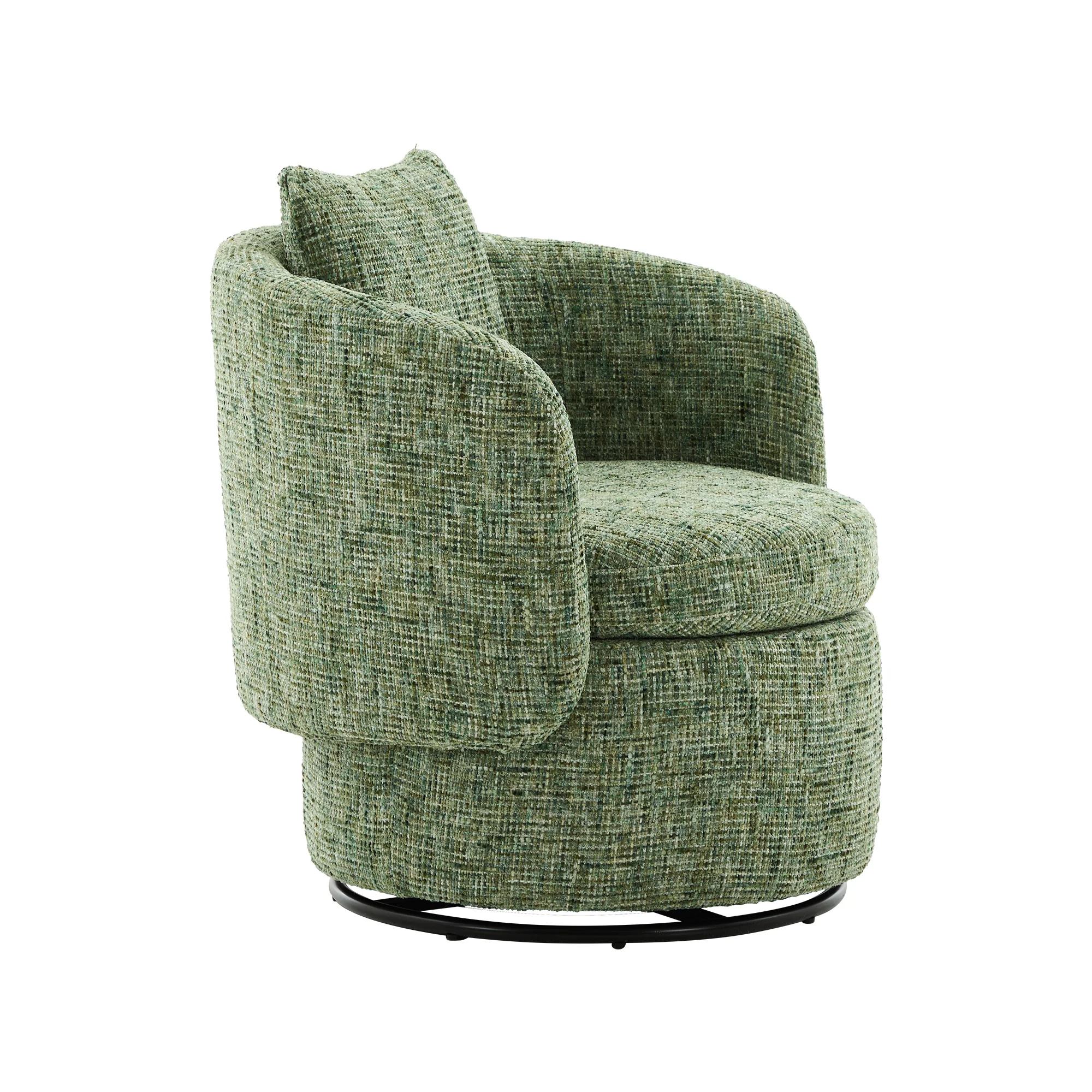 Swivel Armchair 360° Rotating Accent Chair Hidden Storage Plump Cushion Green - Image 7
