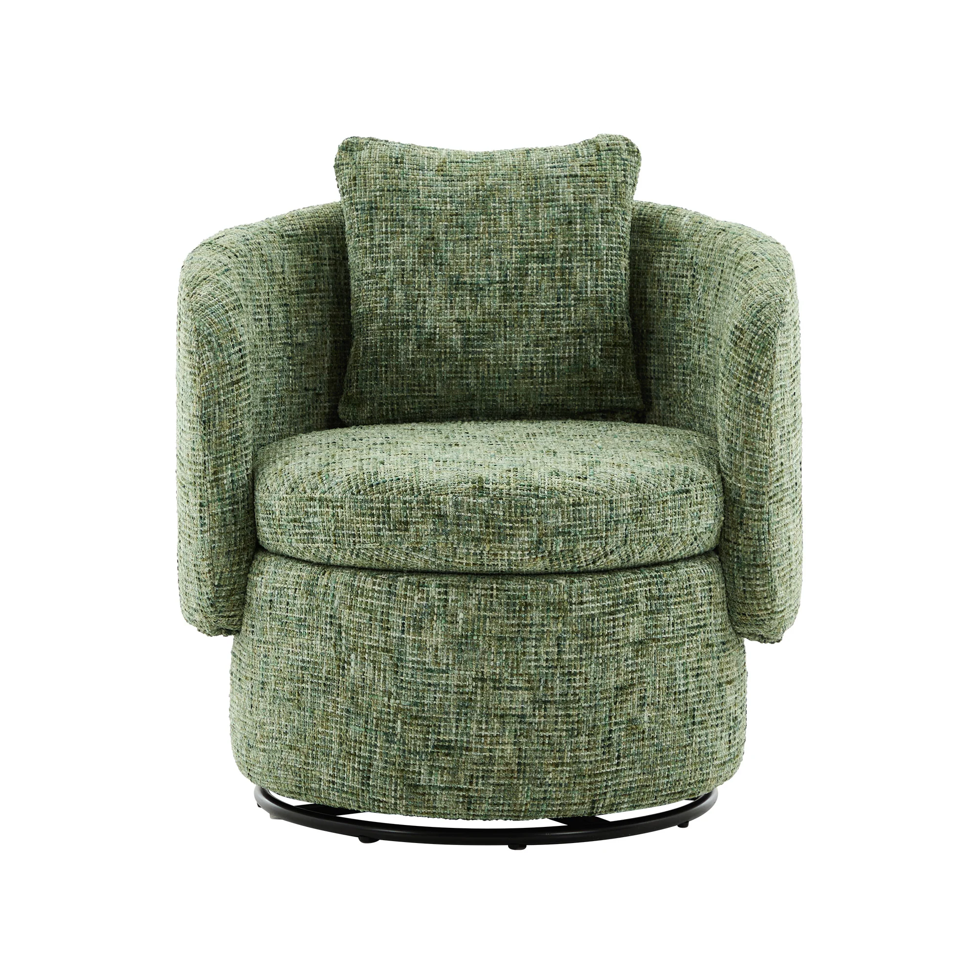 Swivel Armchair 360° Rotating Accent Chair Hidden Storage Plump Cushion Green - Image 8