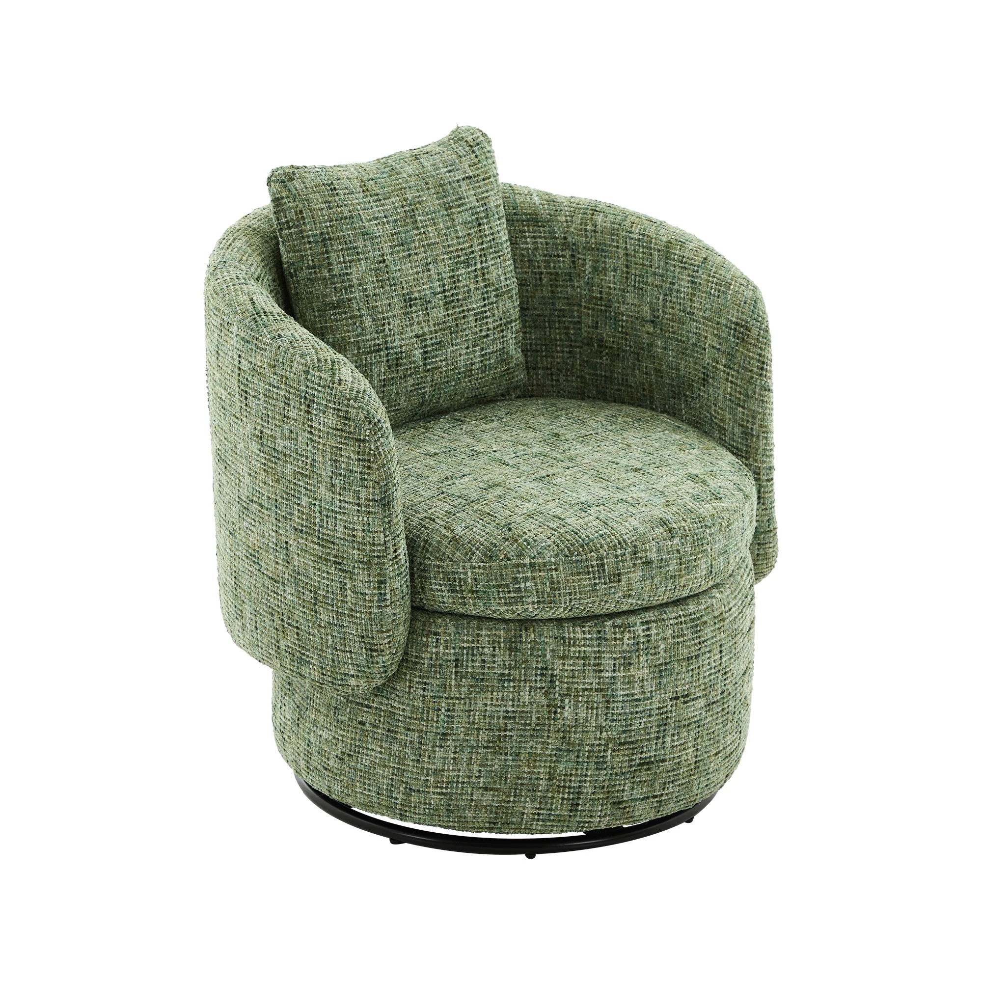 Swivel Armchair 360° Rotating Accent Chair Hidden Storage Plump Cushion Green - Image 9