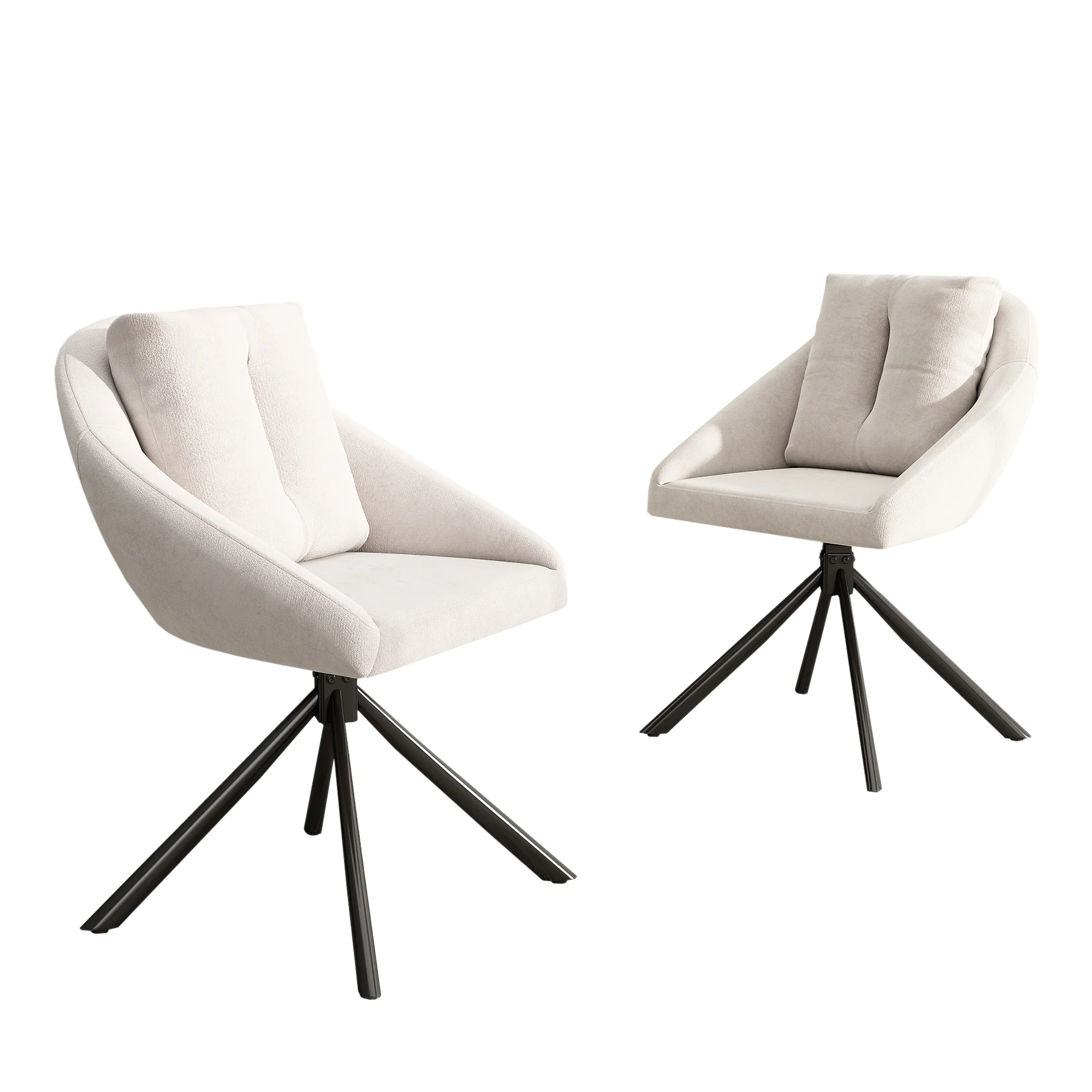 Swivel Dining Chair Modern Ergonomic - Beige Velvet - Image 6
