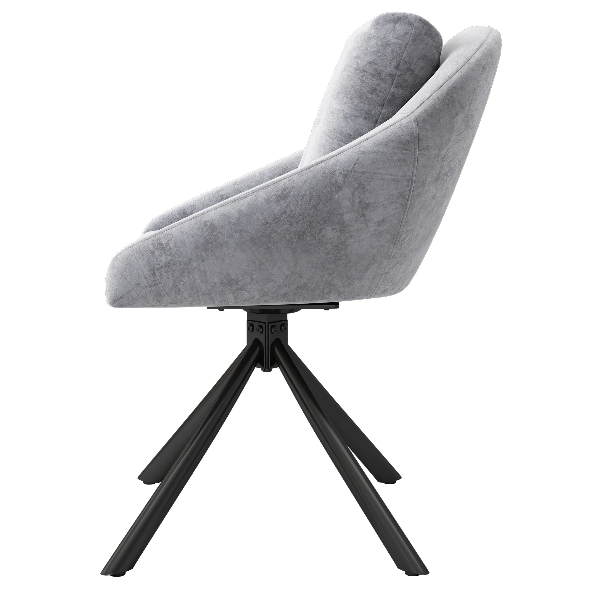 Swivel Dining Chair Set of 4 Ergonomic - Grey Velvet - Image 10