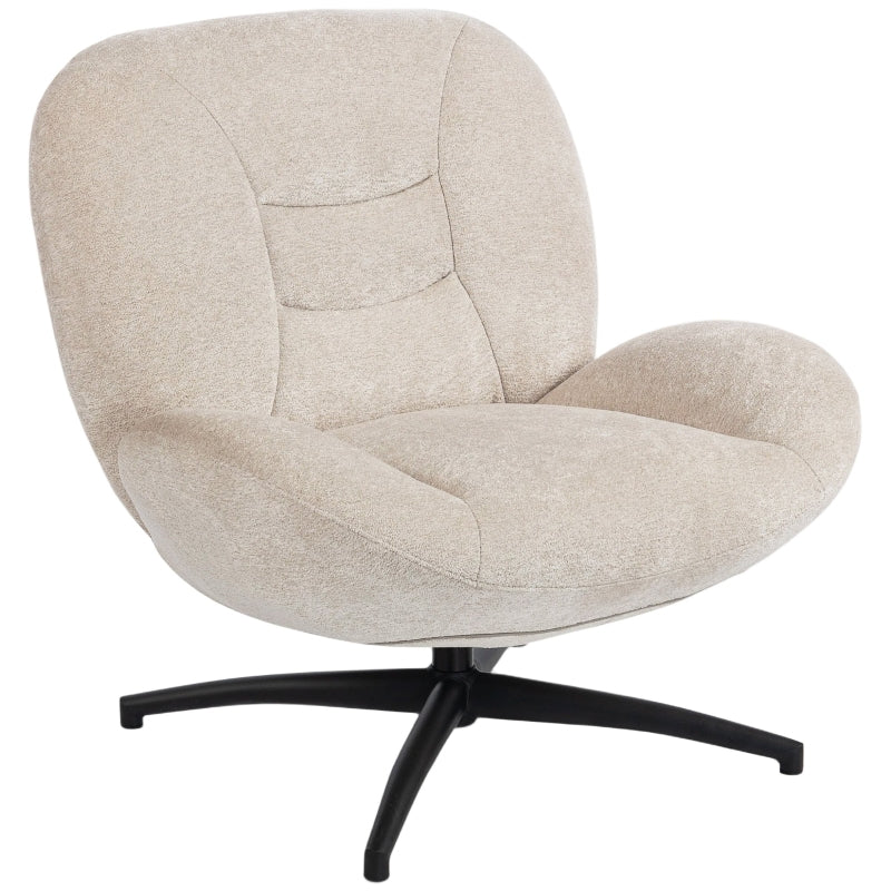 Swivel Upholstered Accent Chair Steel Base - Cream White - Image 2