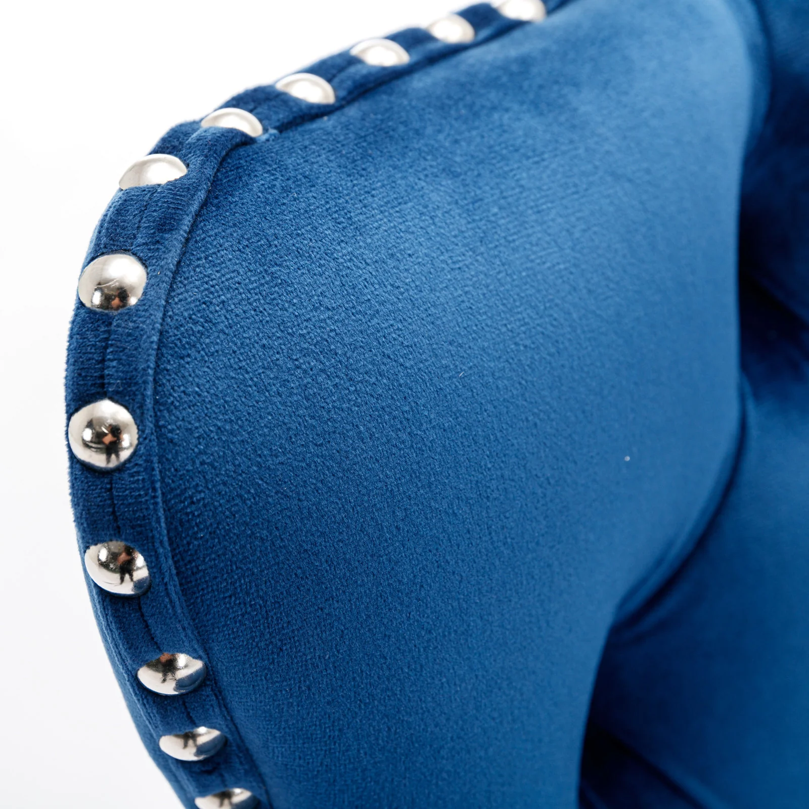 Swivel Velvet Barstools Adjustable Height Tufted Chrome Base Set of 2 - Blue - Image 8
