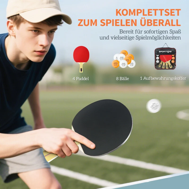 Table Tennis Set - 4 Rackets, 8 Balls, Carry Bag - Image 4
