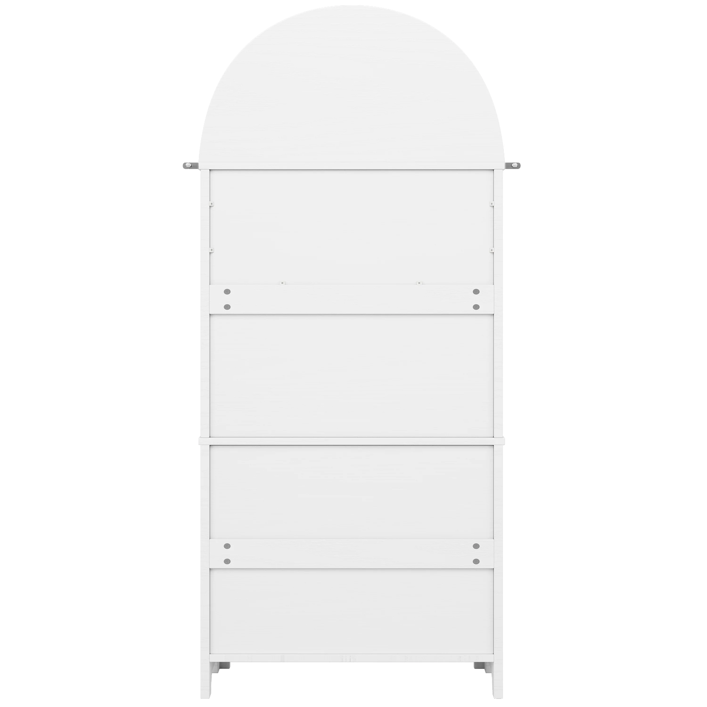 Tall Arched Storage Cabinet Drawers Doors Shelves - White - Image 9