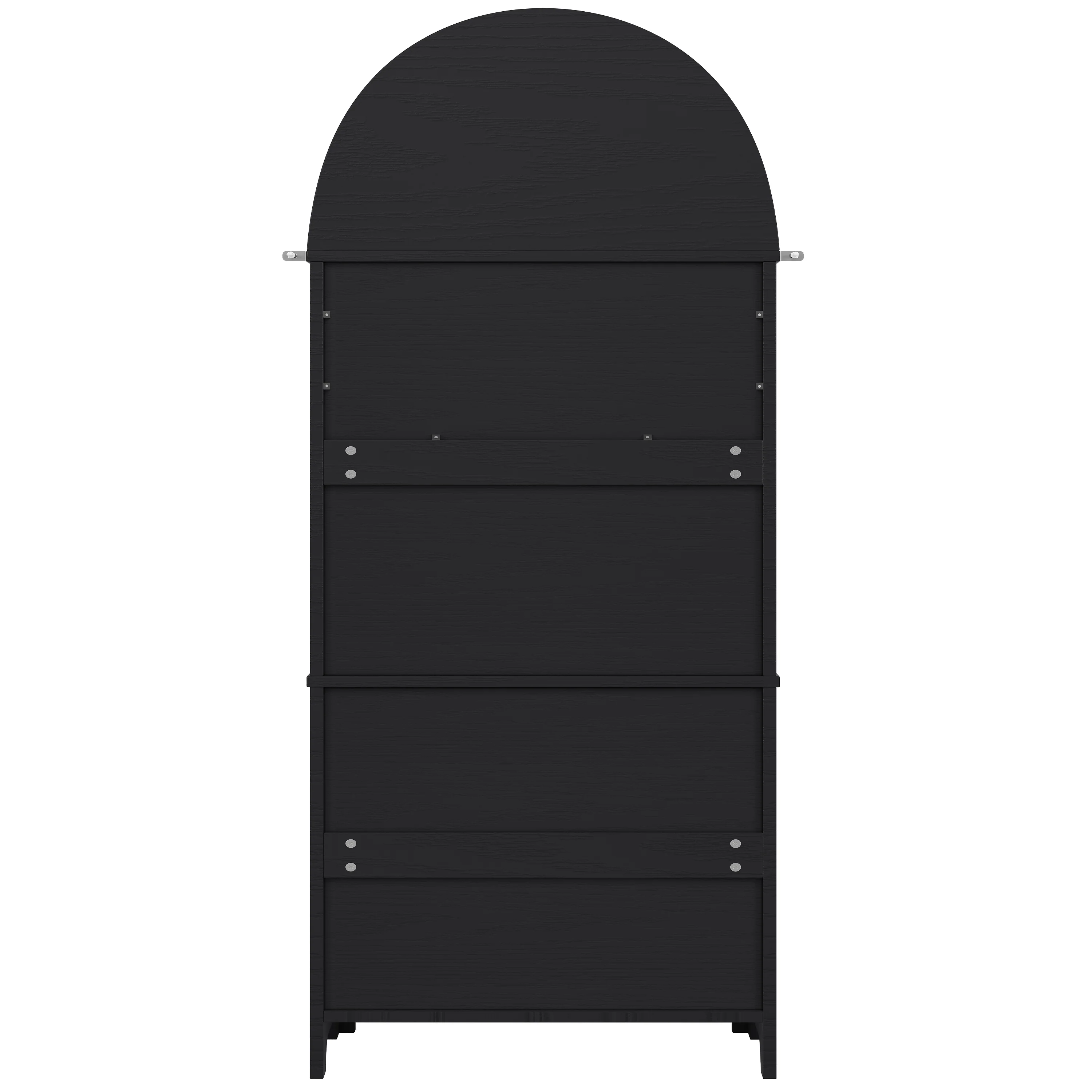 Tall Arched Storage Cabinet with Drawers, Doors & Open Display Area - Black - Image 6