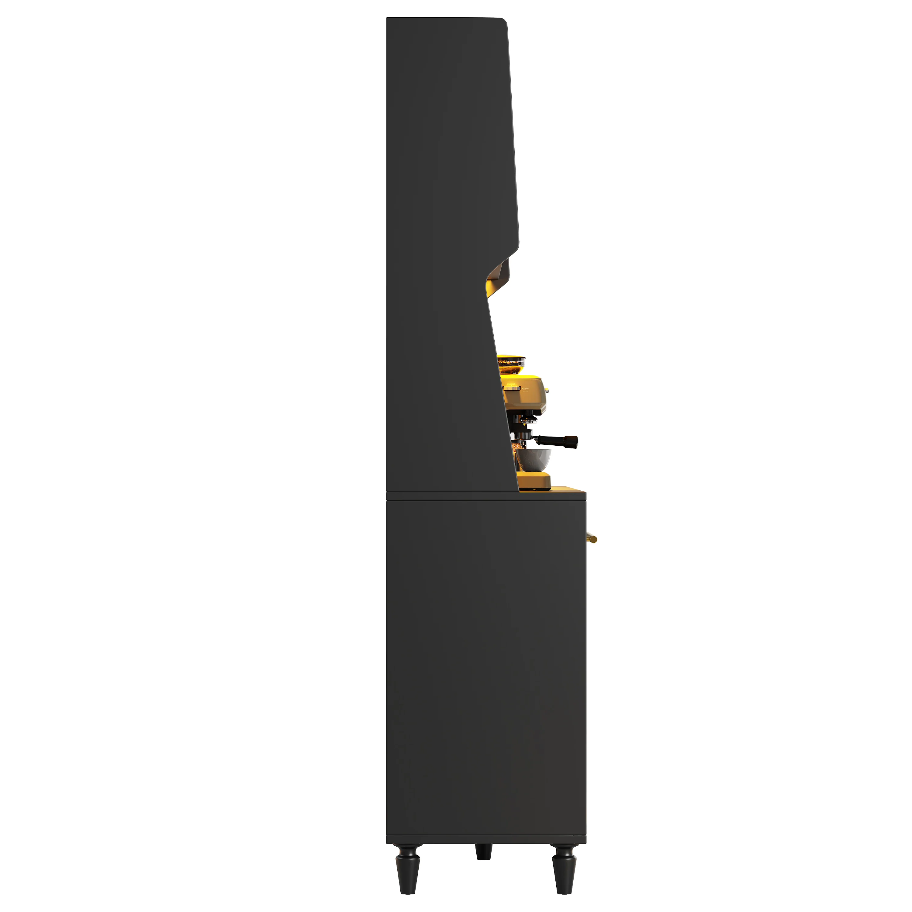 Tall Cabinet Buffet Display LED Rattan 3 Drawers - Black - Image 9