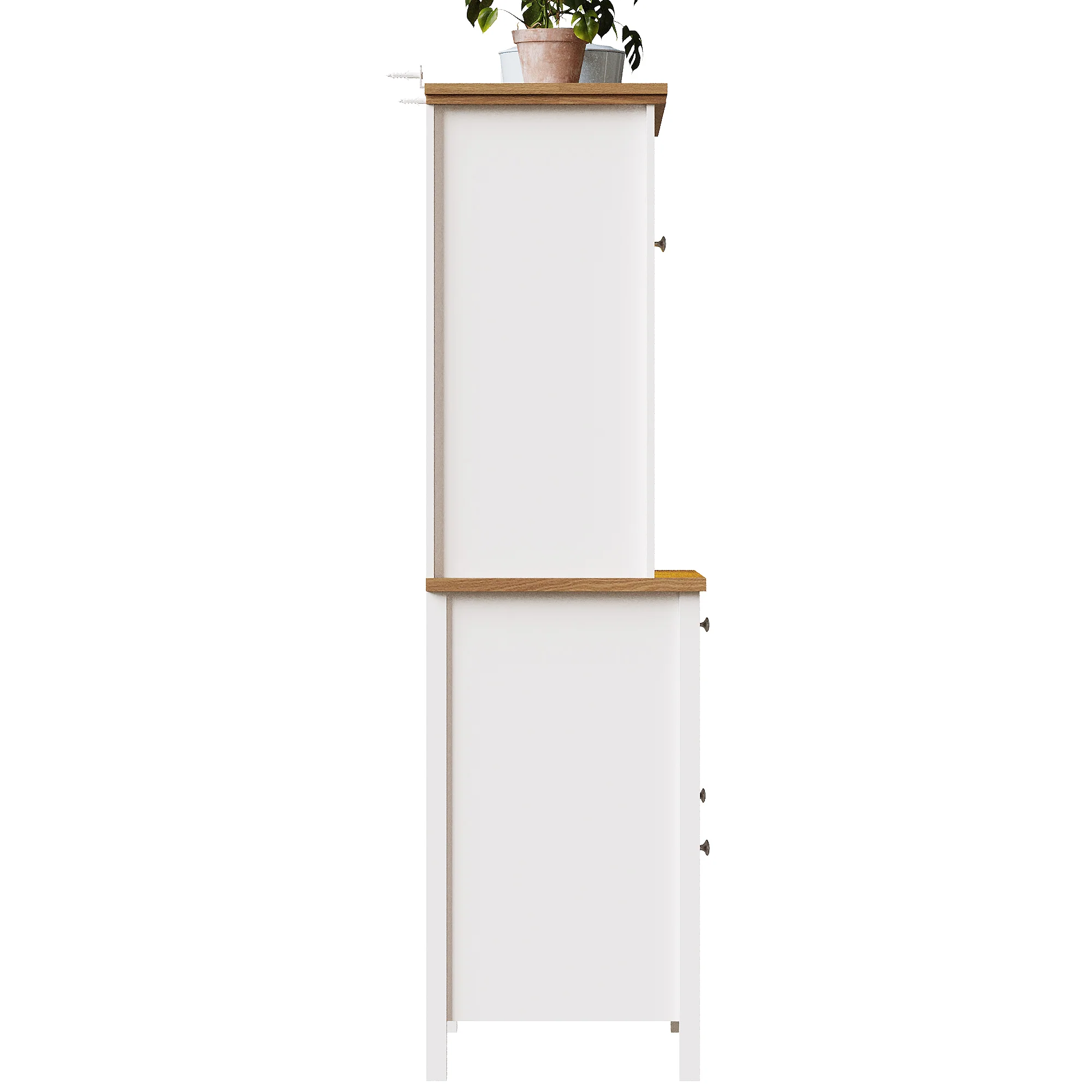 Tall Kitchen Cabinet 104x40x180cm Adjustable Shelves LED Lighting - White - Image 10