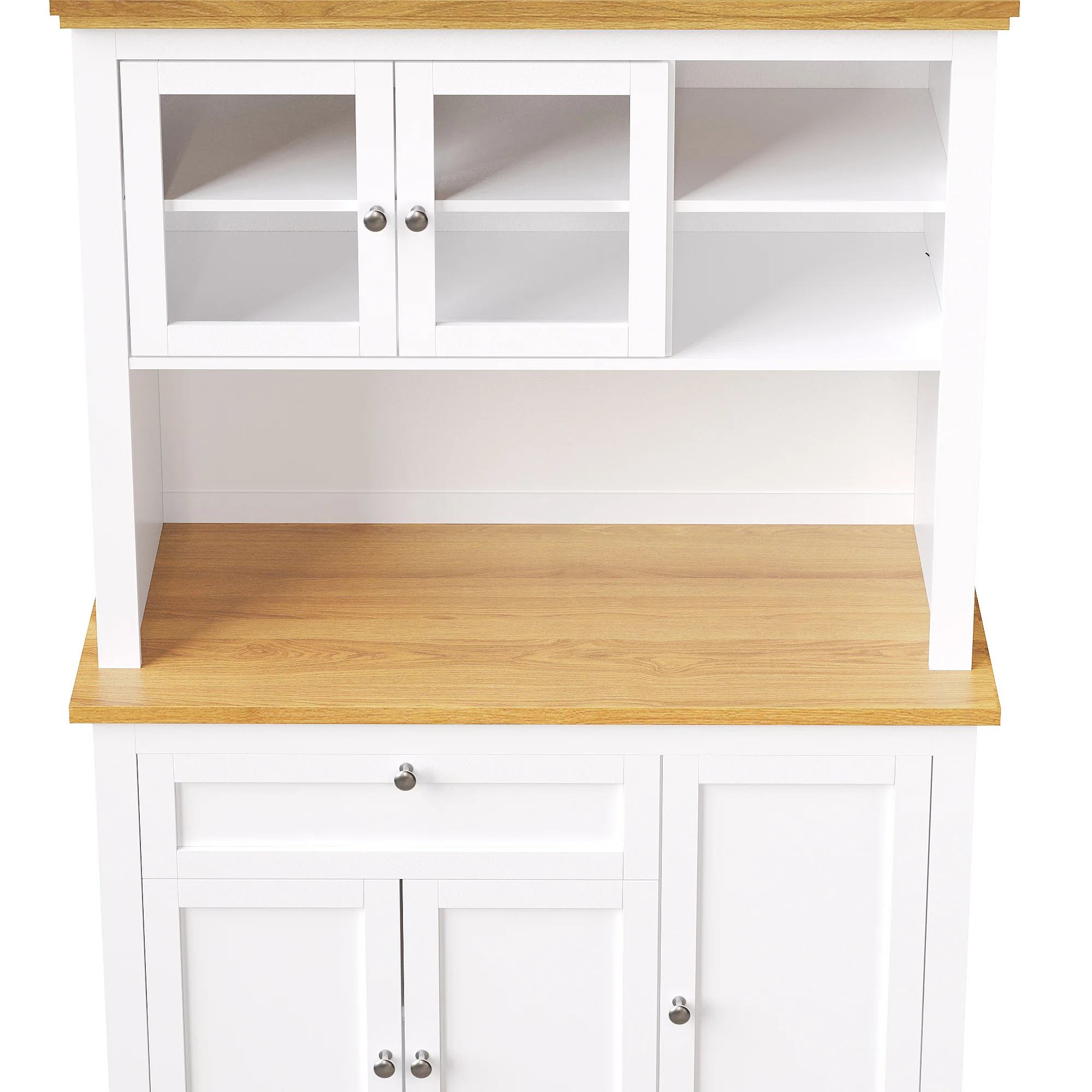 Tall Kitchen Cabinet 104x40x180cm Adjustable Shelves LED Lighting - White - Image 5