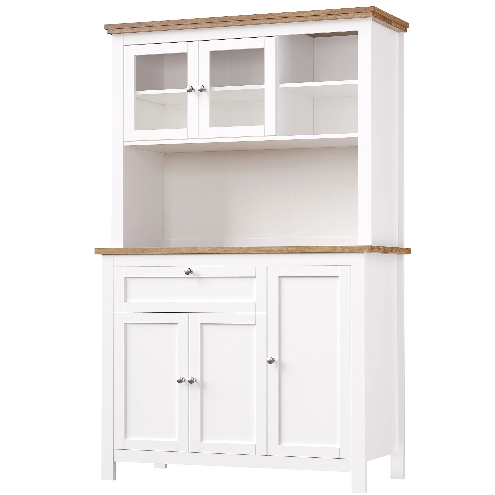Tall Kitchen Cabinet 104x40x180cm Adjustable Shelves LED Lighting - White - Image 7