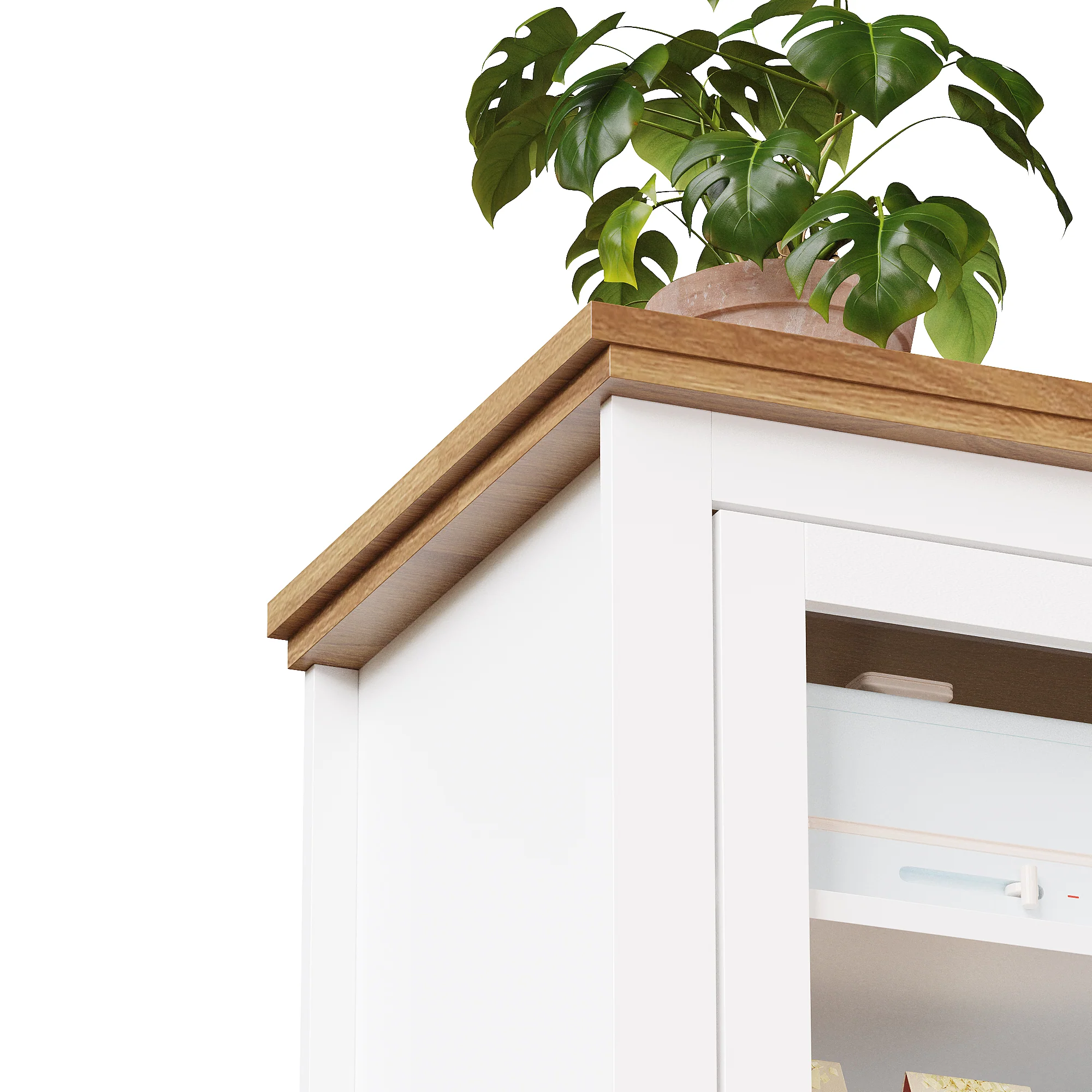 Tall Kitchen Cabinet 104x40x180cm Adjustable Shelves LED Lighting - White - Image 8