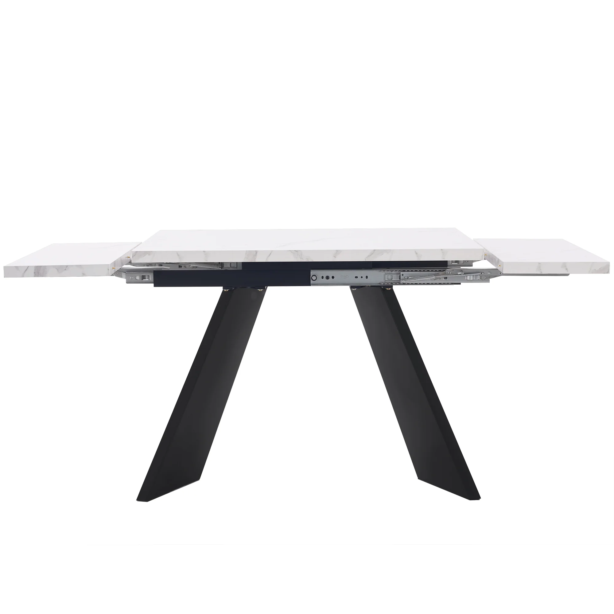 Telescopic Dining Table Extendable 99-159x74cm Flat Legs - White - Image 9