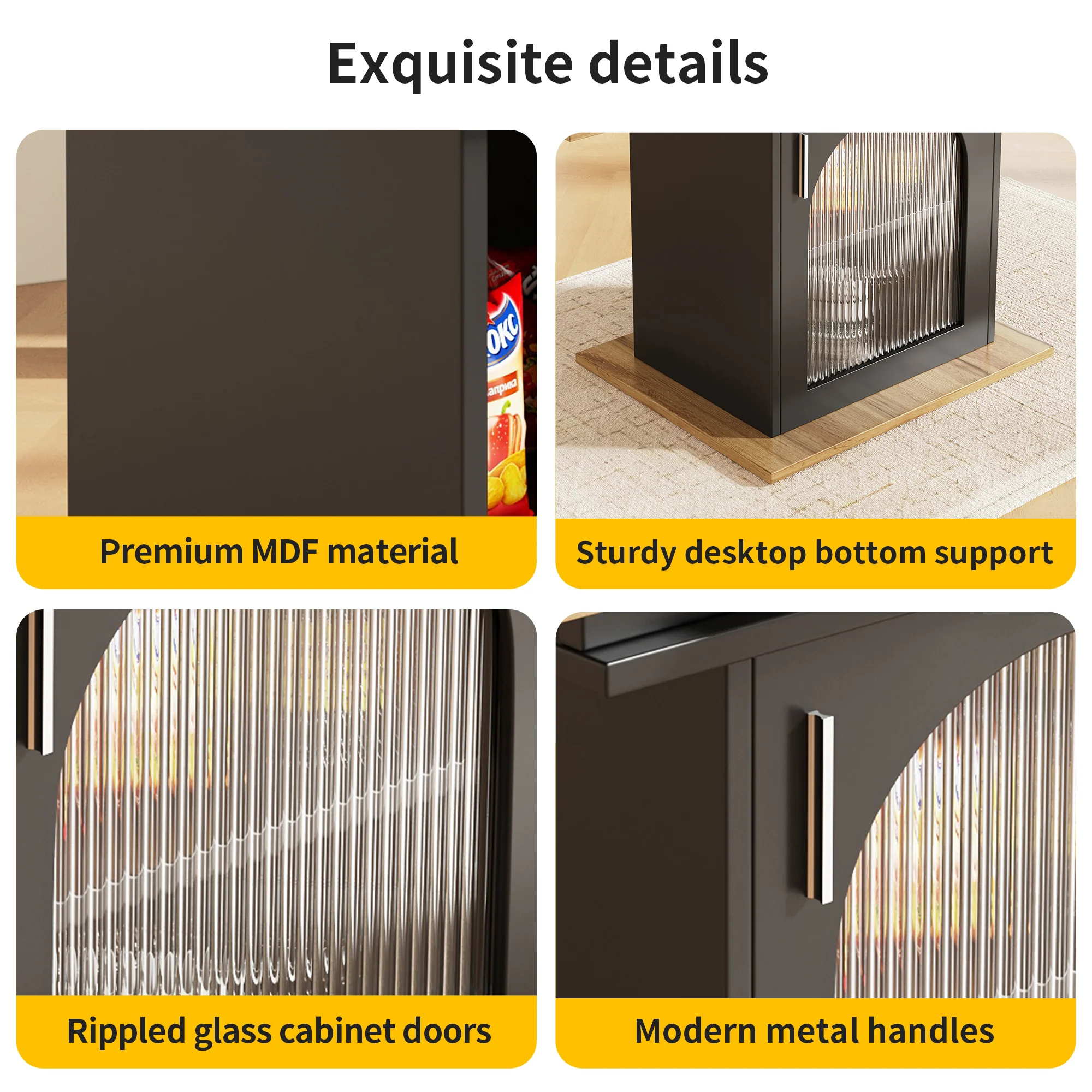 Telescopic Dining Table Extendable Space-Saving Storage Shelf natural + black - Image 6