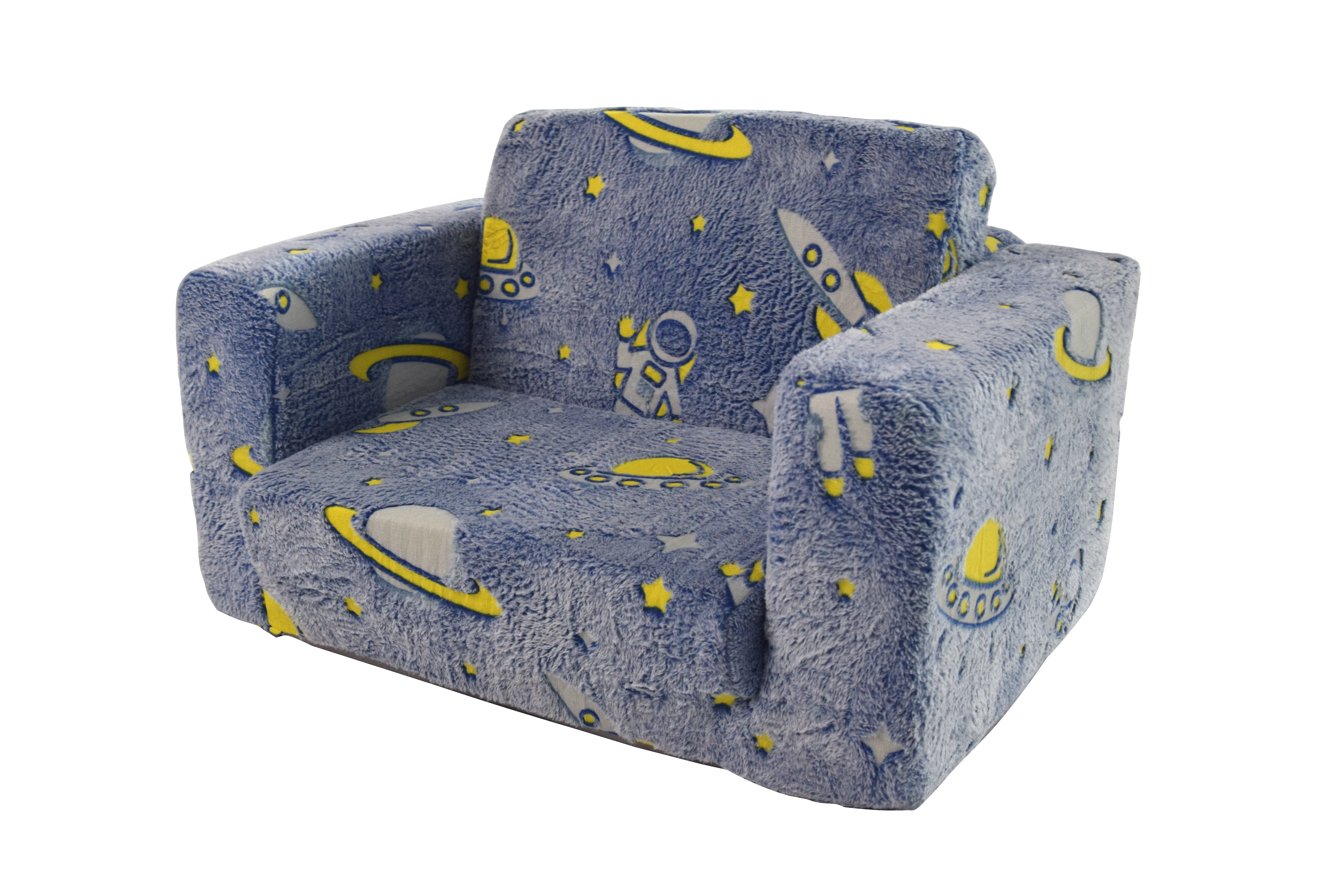 Toddler Sofa Chair Foldable Glow-in-the-Dark Lounger - Plush - Image 4