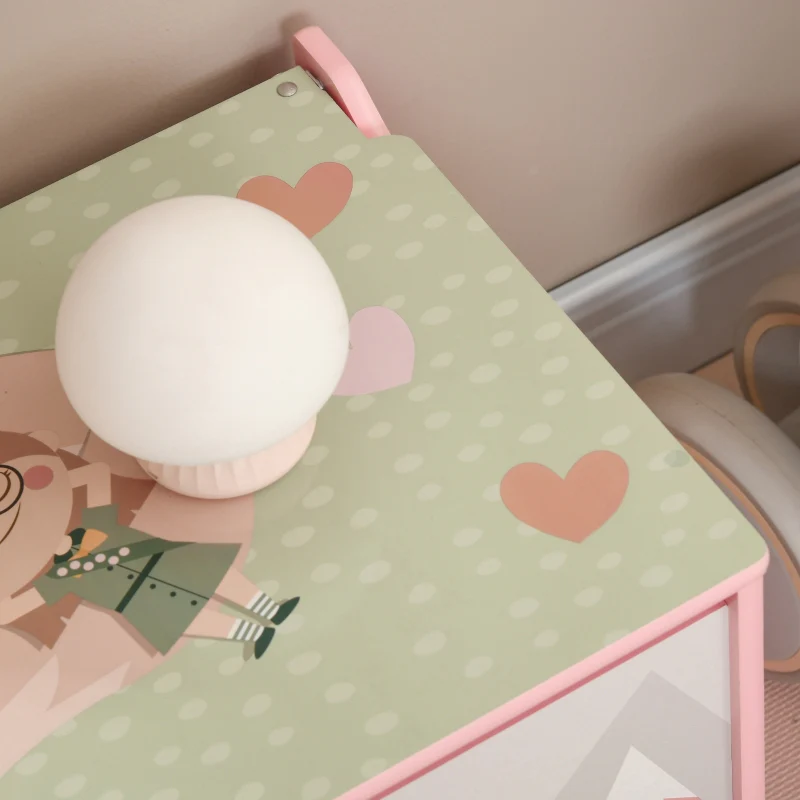 Toy Box Storage Chest Safety Hinge Animal Design - Pink - Image 7