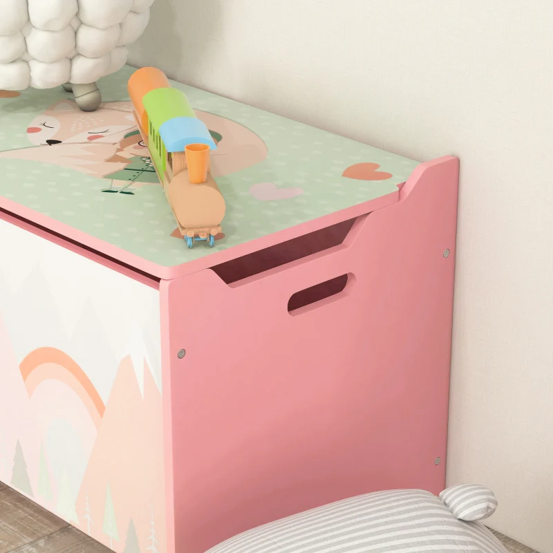 Toy Box Storage Chest Safety Hinge Animal Design - Pink - Image 8