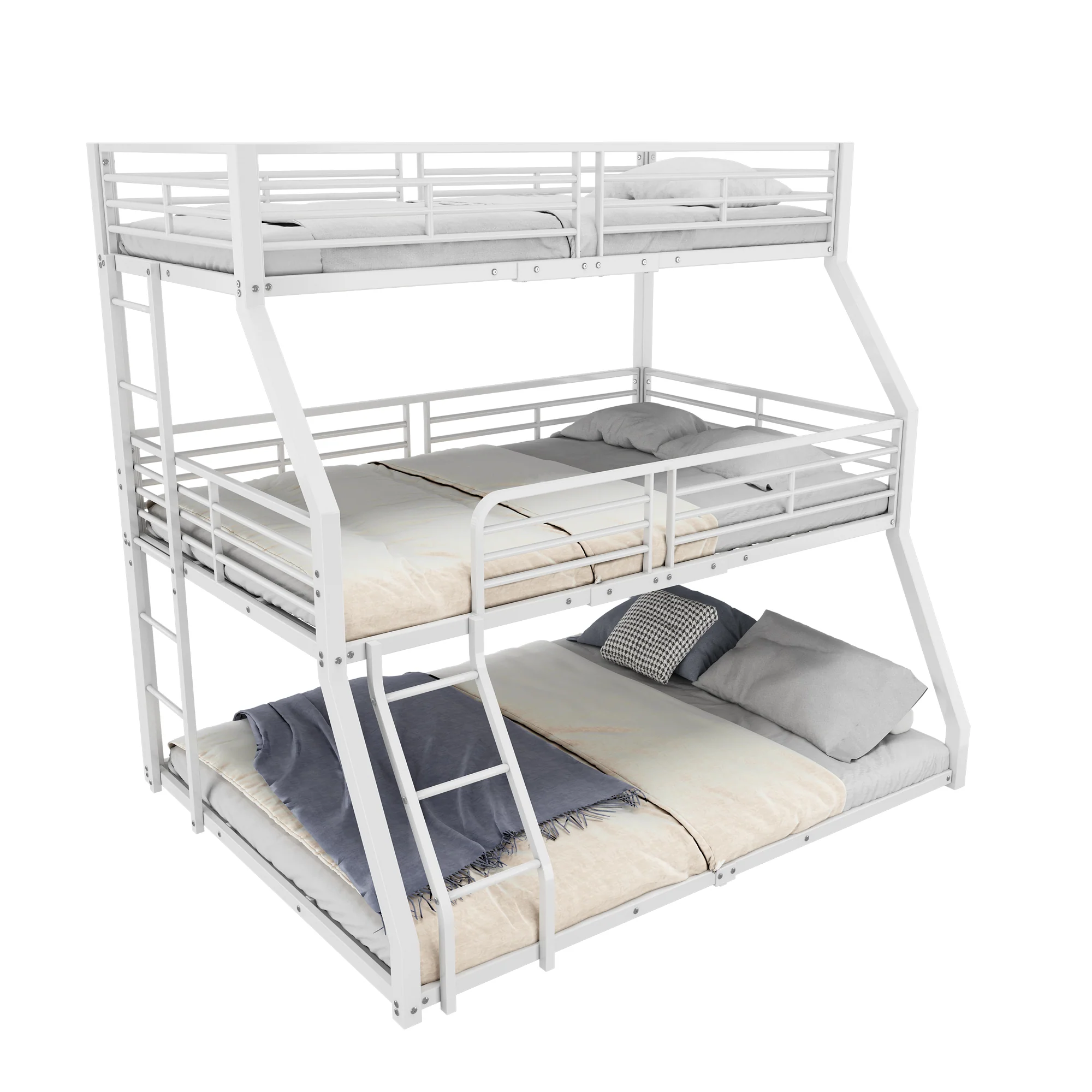 Triple Bunk Bed Metal Frame Multi-Size - White - Image 5