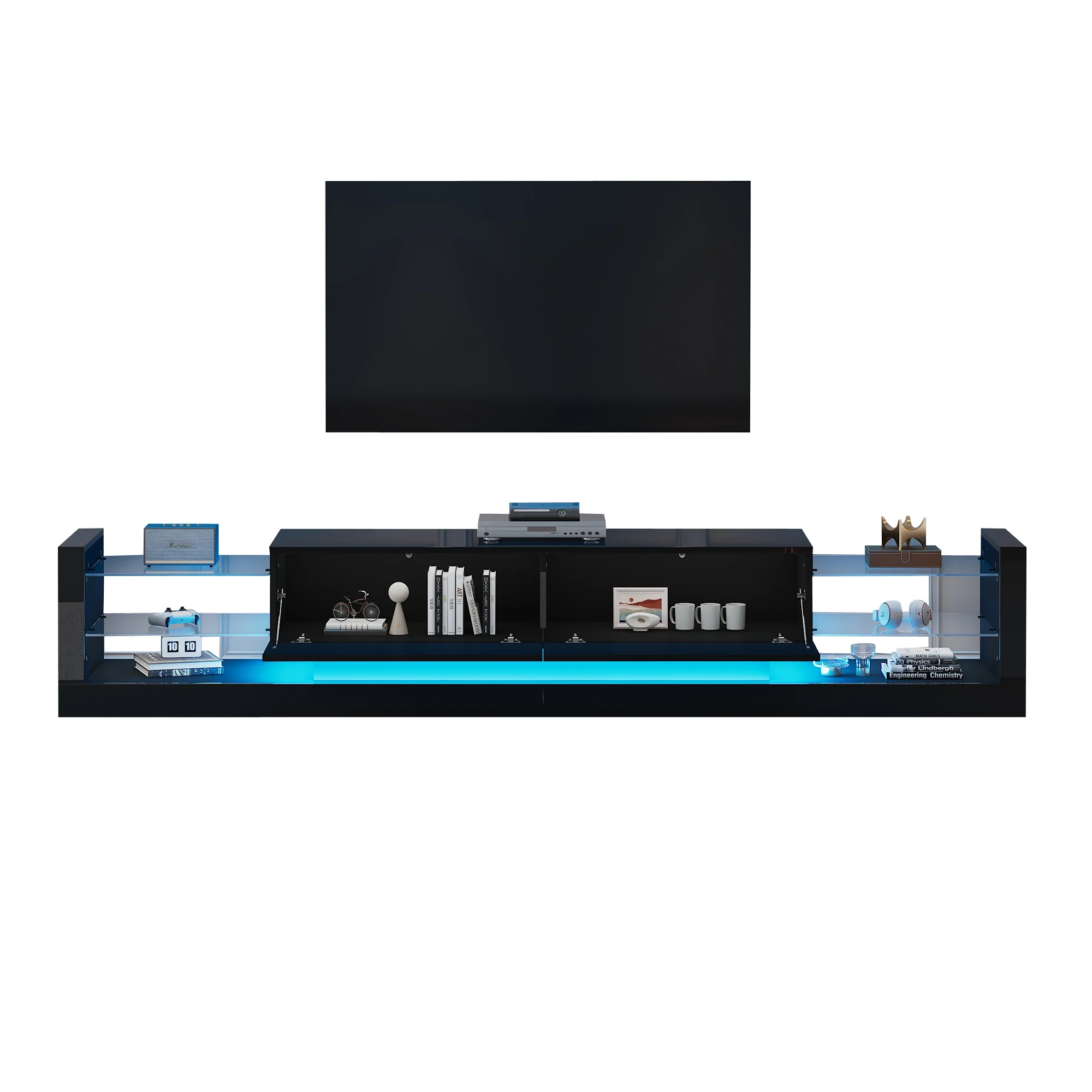 TV Cabinet, 181cm LED Lit, 80-inch Capacity, High-Gloss White - Image 4