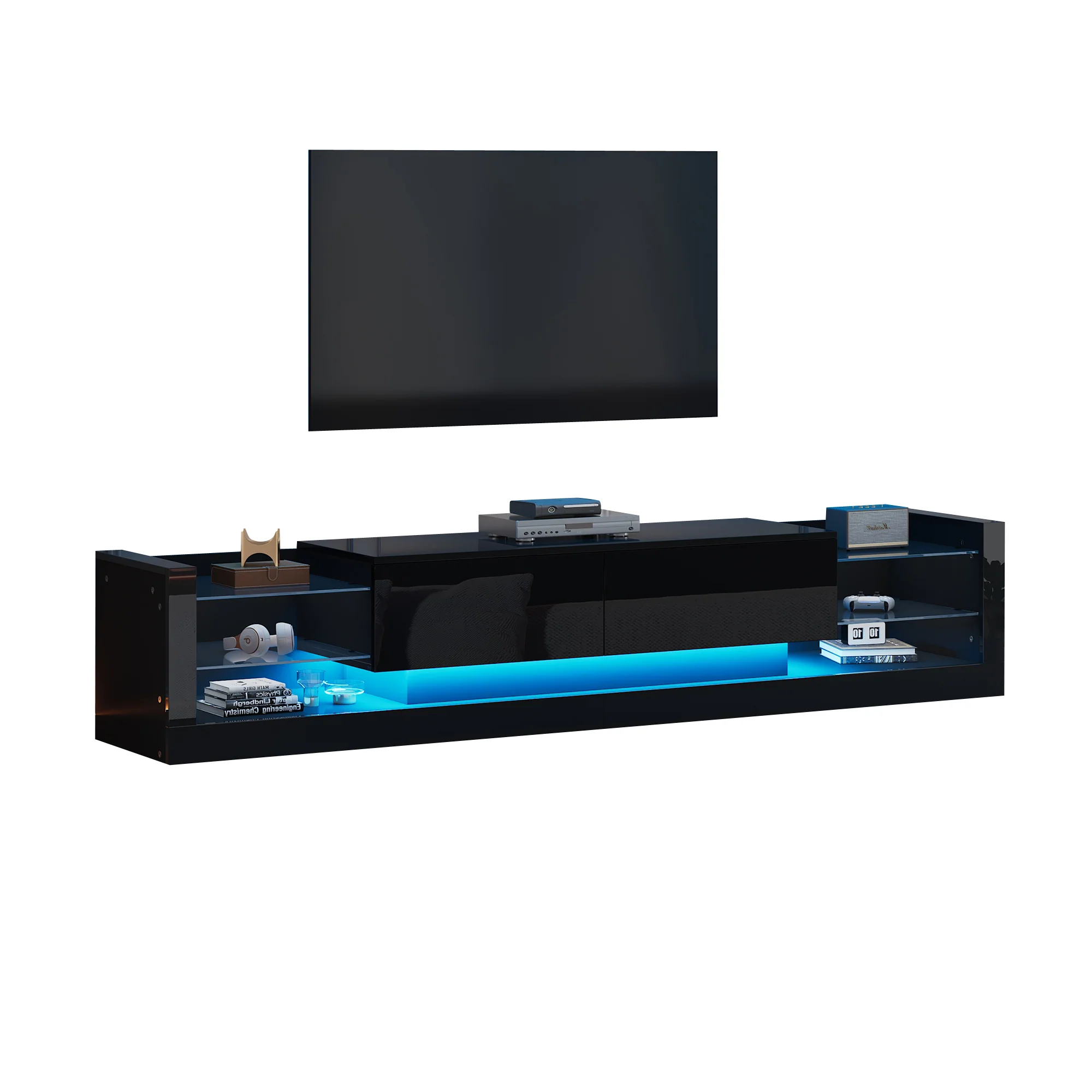 TV Cabinet, 181cm LED Lit, 80-inch Capacity, High-Gloss White - Image 6
