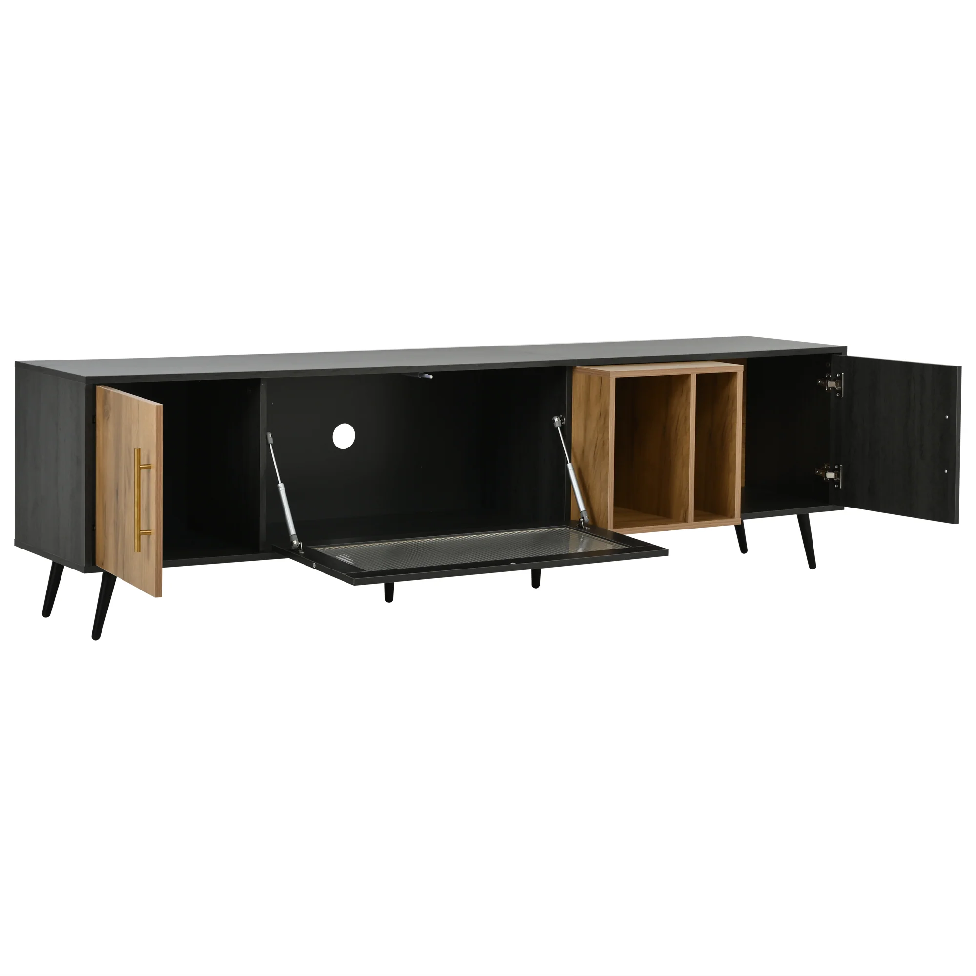 TV Cabinet 200cm for 90-inch TV - Dark Wood/Grey Grain - Image 10
