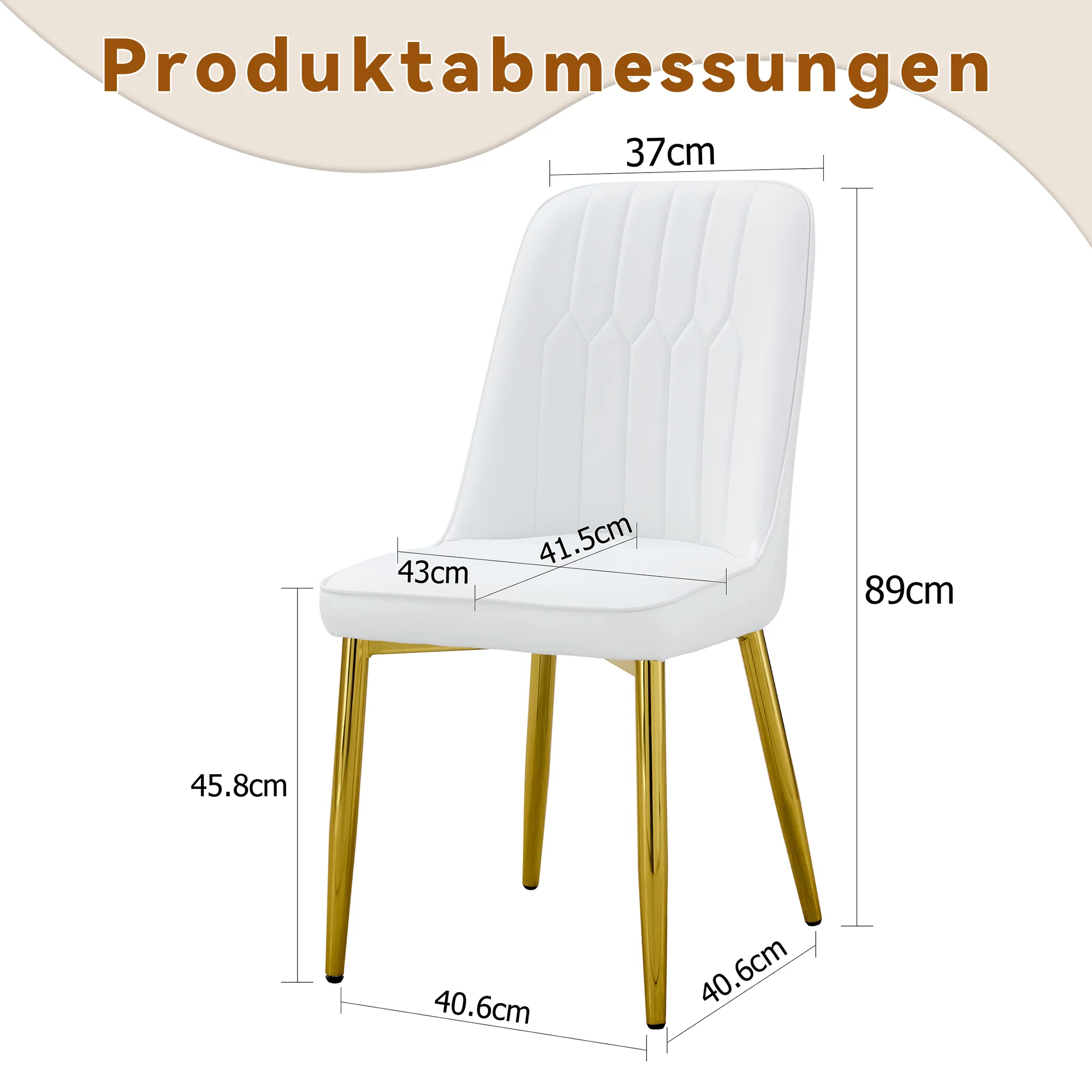 Two Dining Chairs Modern Minimalist Faux Leather - White - Image 3