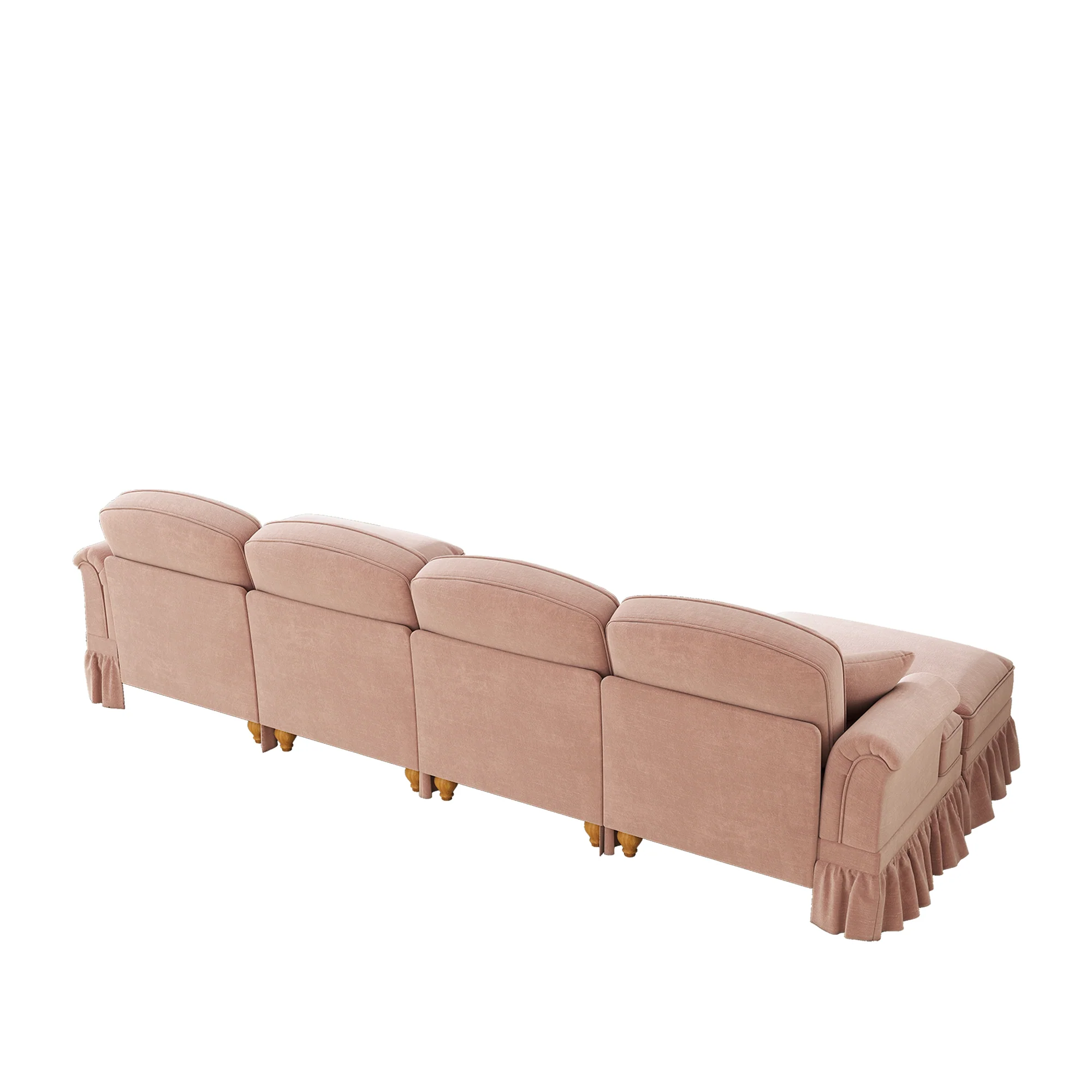 U-shaped Modular Sofa 4-Seater Chenille with Ottoman - Pink - Image 8