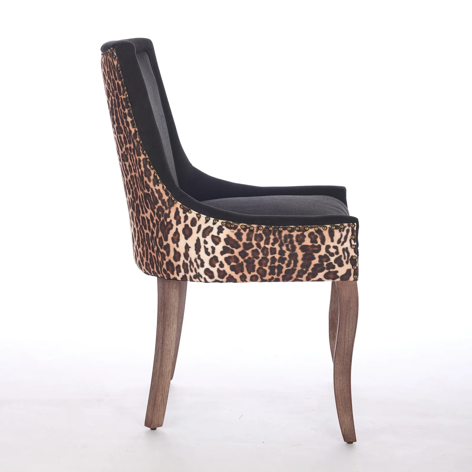 Ultra Side Dining Chair, Set of 2, Thick Fabric, Solid Wood Legs, Leopard Print Fabric - Image 5