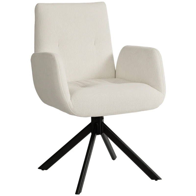 Upholstered Accent Chair Swivel Modern Design 120 kg Cream White - Image 2