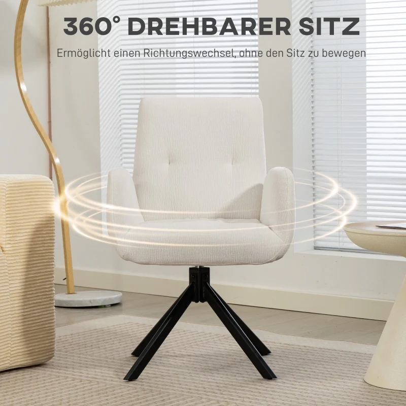 Upholstered Accent Chair Swivel Modern Design 120 kg Cream White - Image 5
