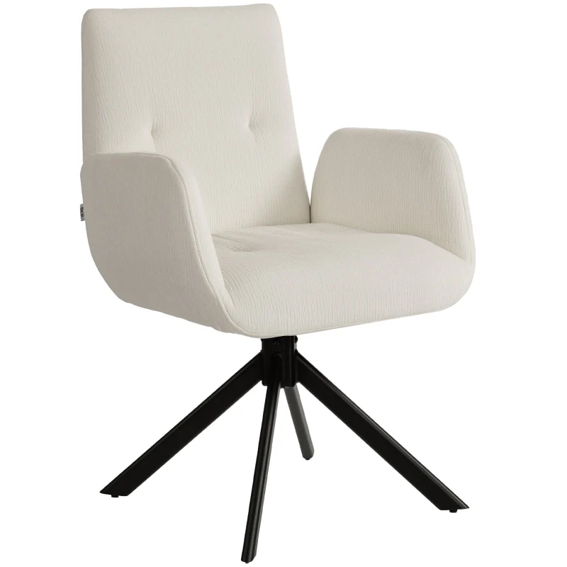 Upholstered Accent Chair Swivel Modern Design 120 kg Cream White - Image 8