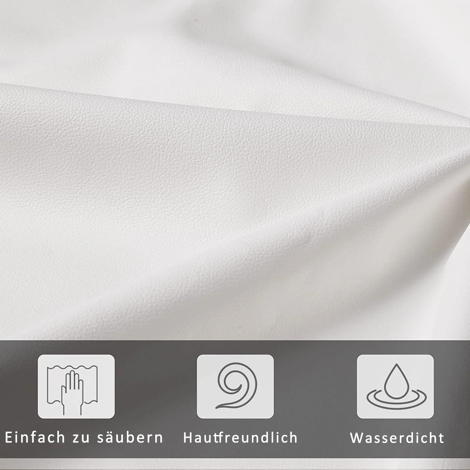 Upholstered Bed 140x200cm Hydraulic Storage LED Slatted Frame - White Faux Leather - Image 10