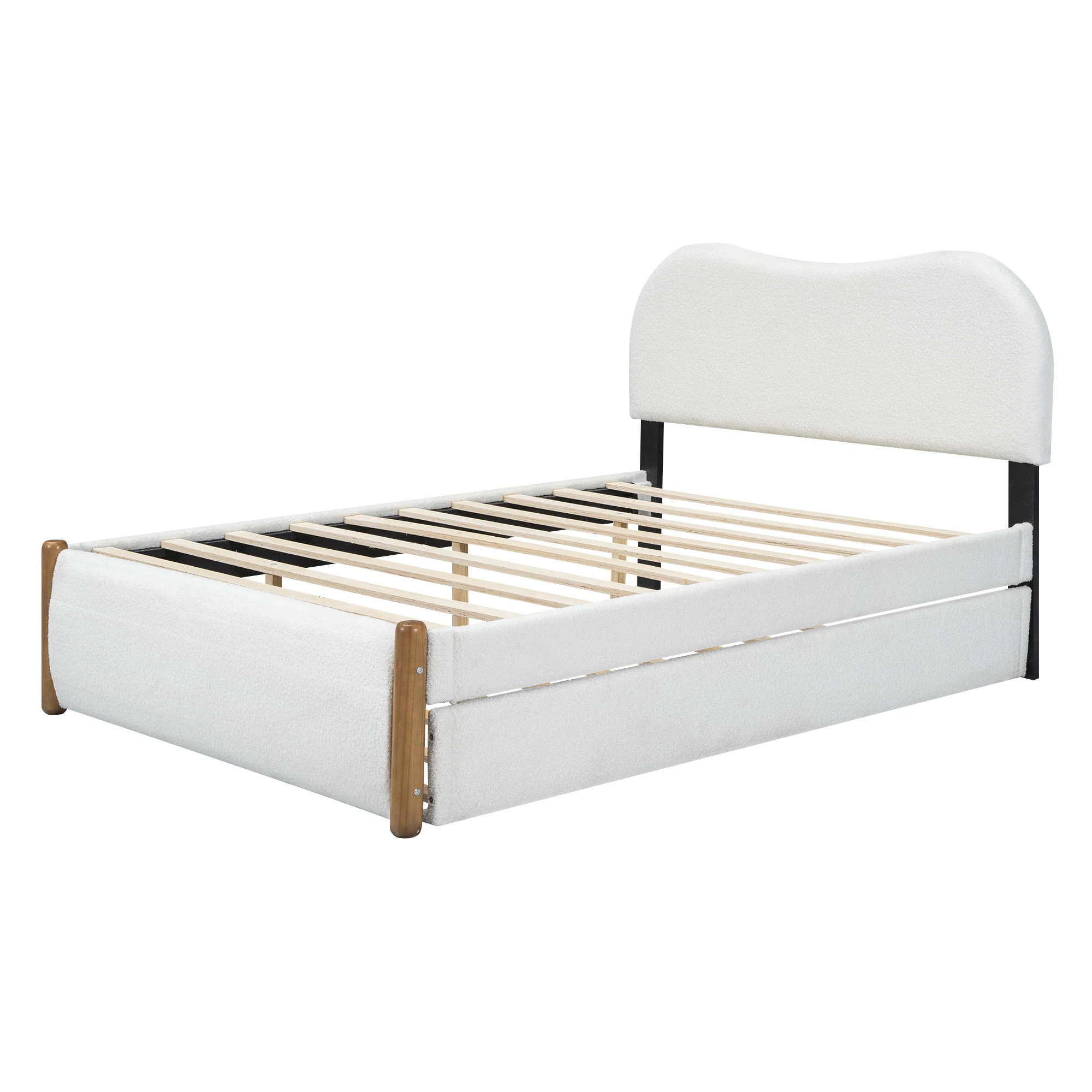 Upholstered Bed 140x200cm Pull-out Rollaway Bed - White - Image 10